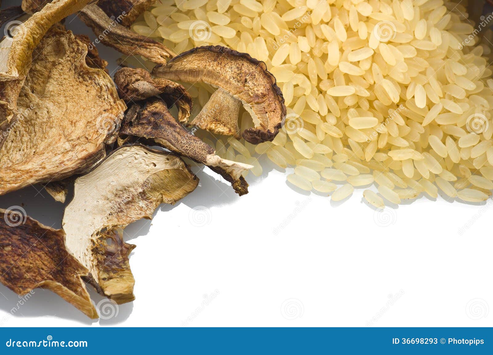 Rice and Dried Porcini Mushrooms Stock Image Image of champignon
