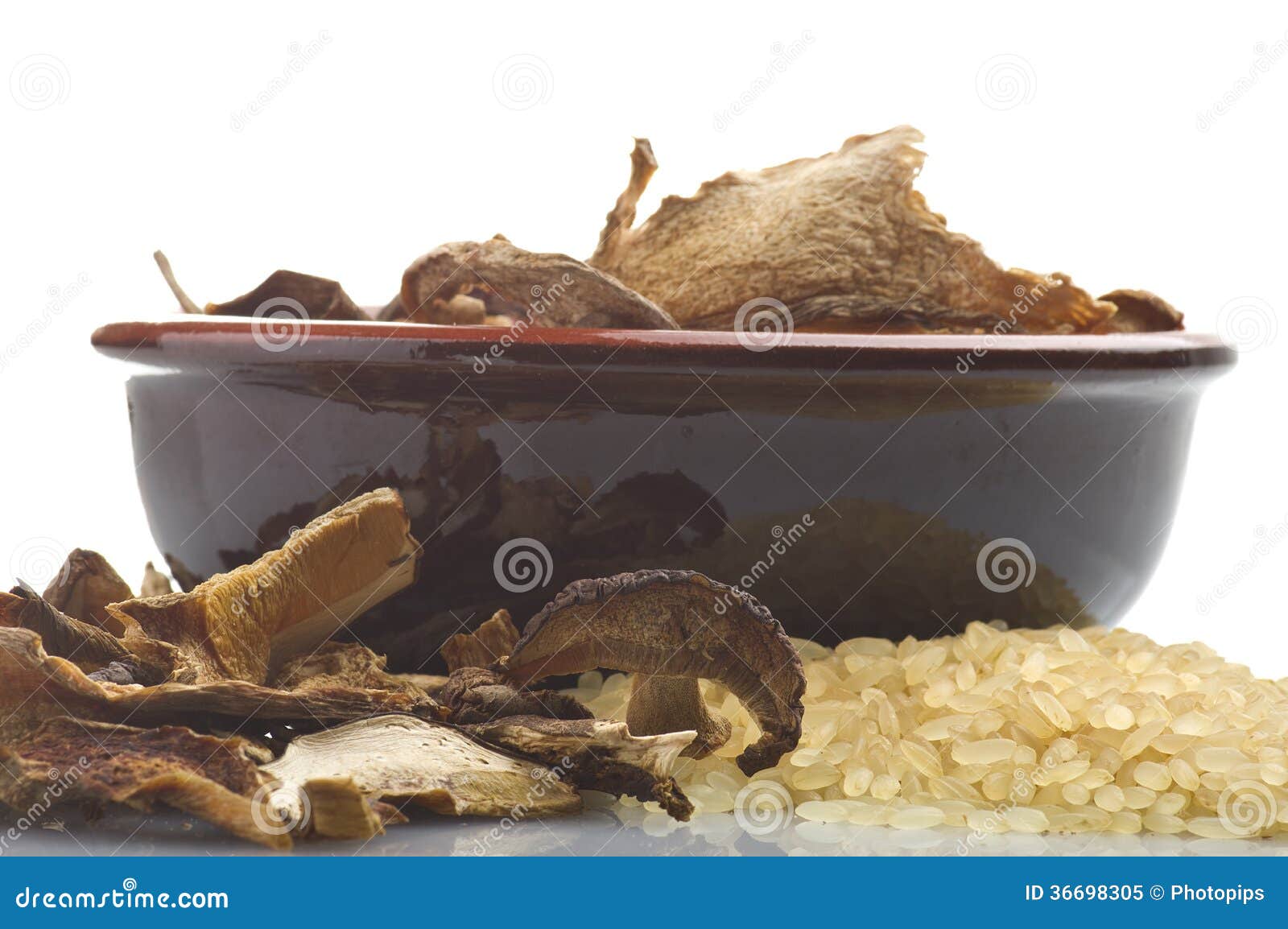 Rice and Dried Porcini Mushrooms Stock Image Image of garnish