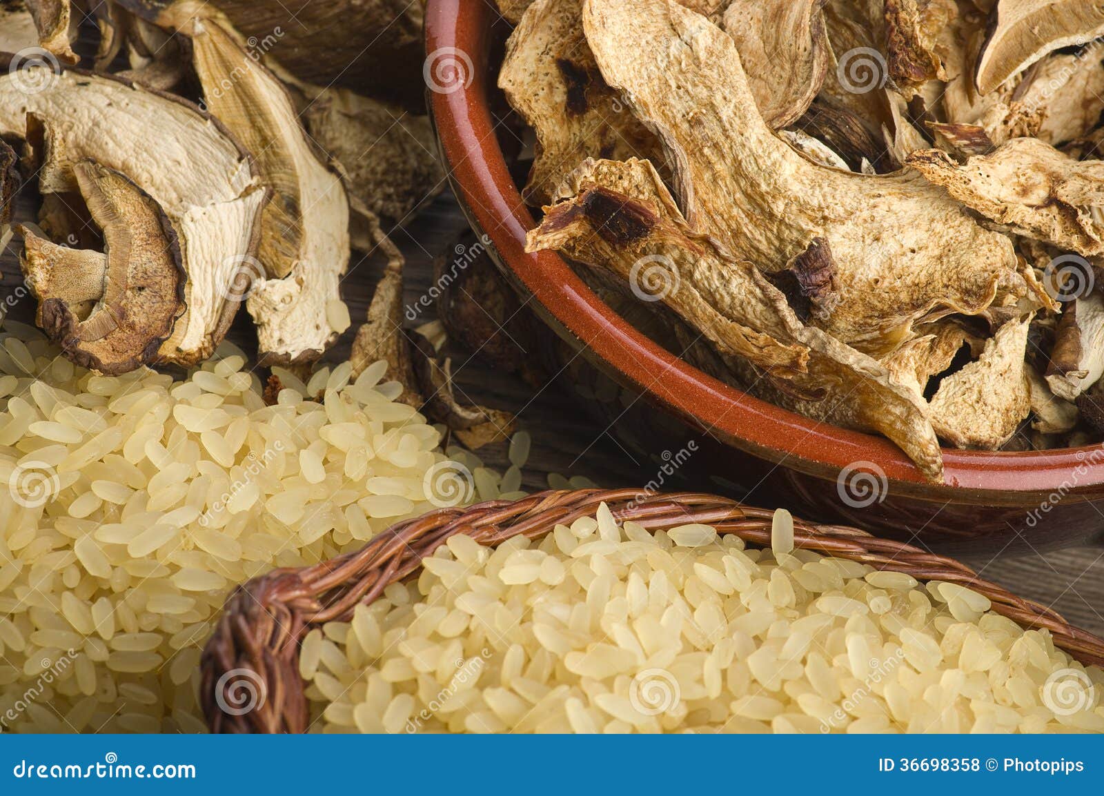 Rice and Dried Porcini Mushrooms Stock Photo Image of dish, classical