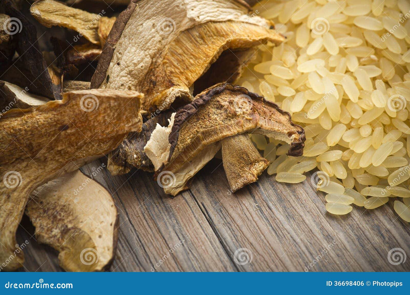 Rice and Dried Porcini Mushrooms Stock Photo Image of dried, dish