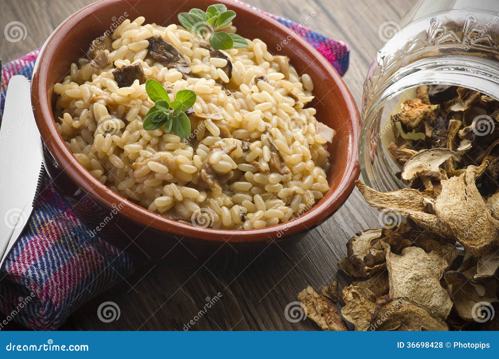 Rice and Dried Porcini Mushrooms Stock Photo Image of fresh, meal