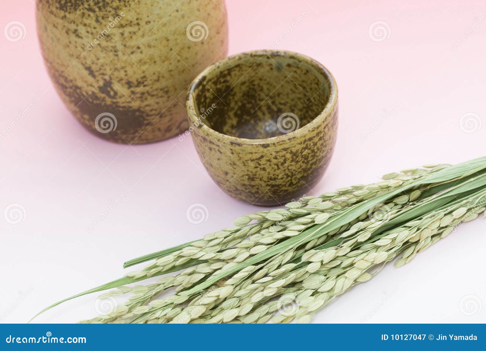 Rice ear and sake bottle stock image. Image of traditional 10127047