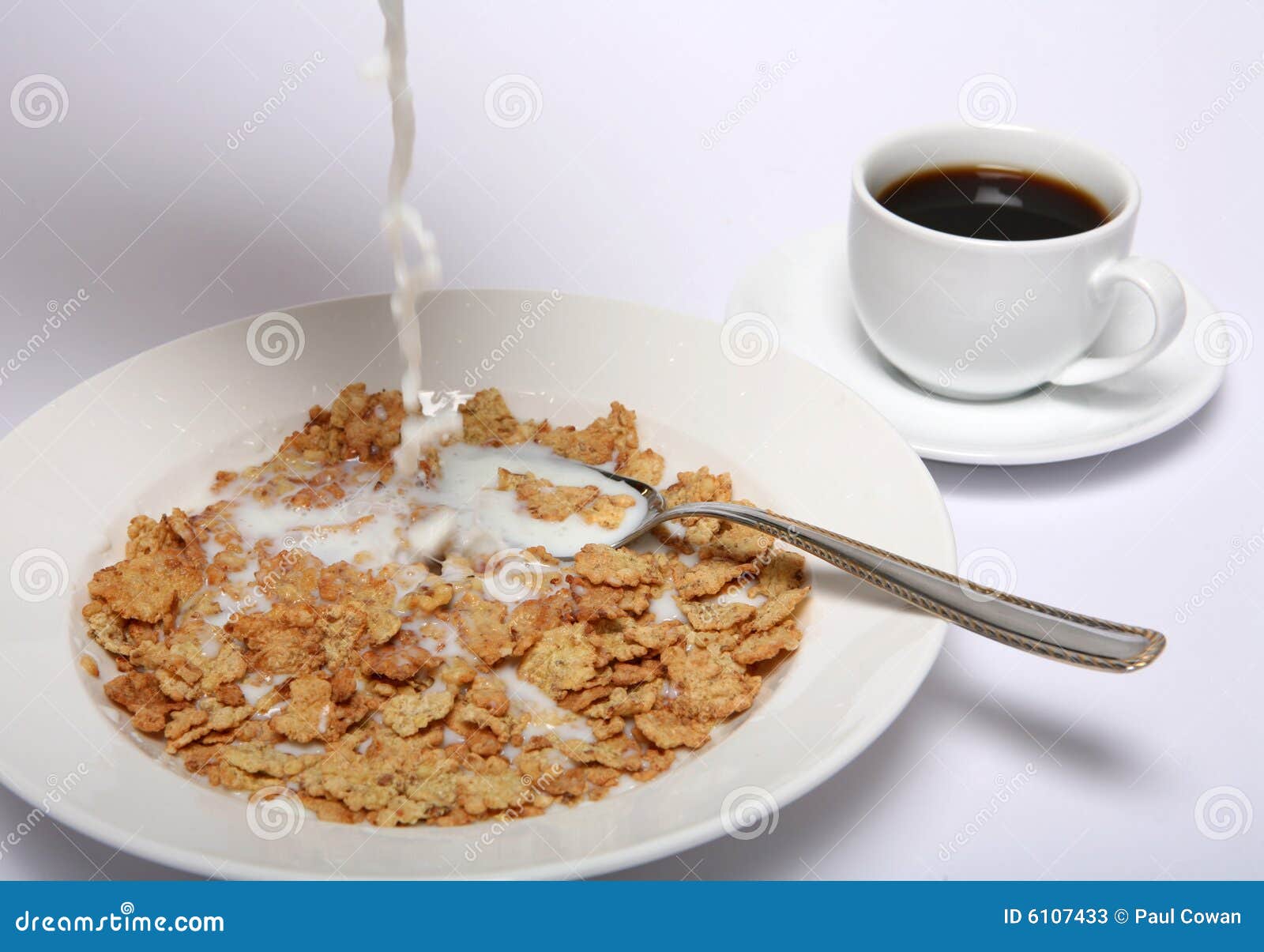 Rice Flake Cereal and Coffee Stock Image Image of macro, pouring 6107433