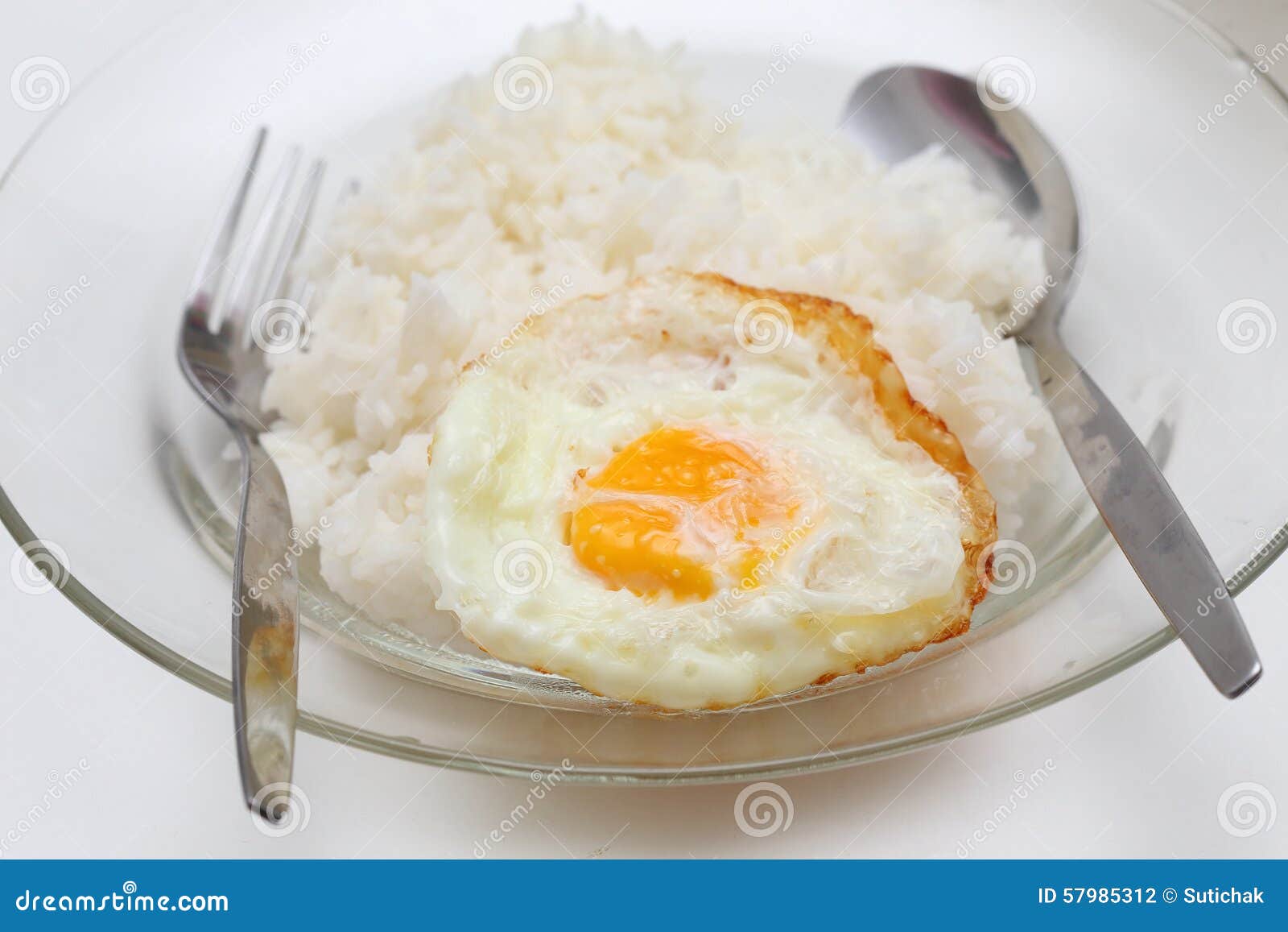 Rice and Fried Eggs of Easy Breakfast Stock Photo - Image of easy