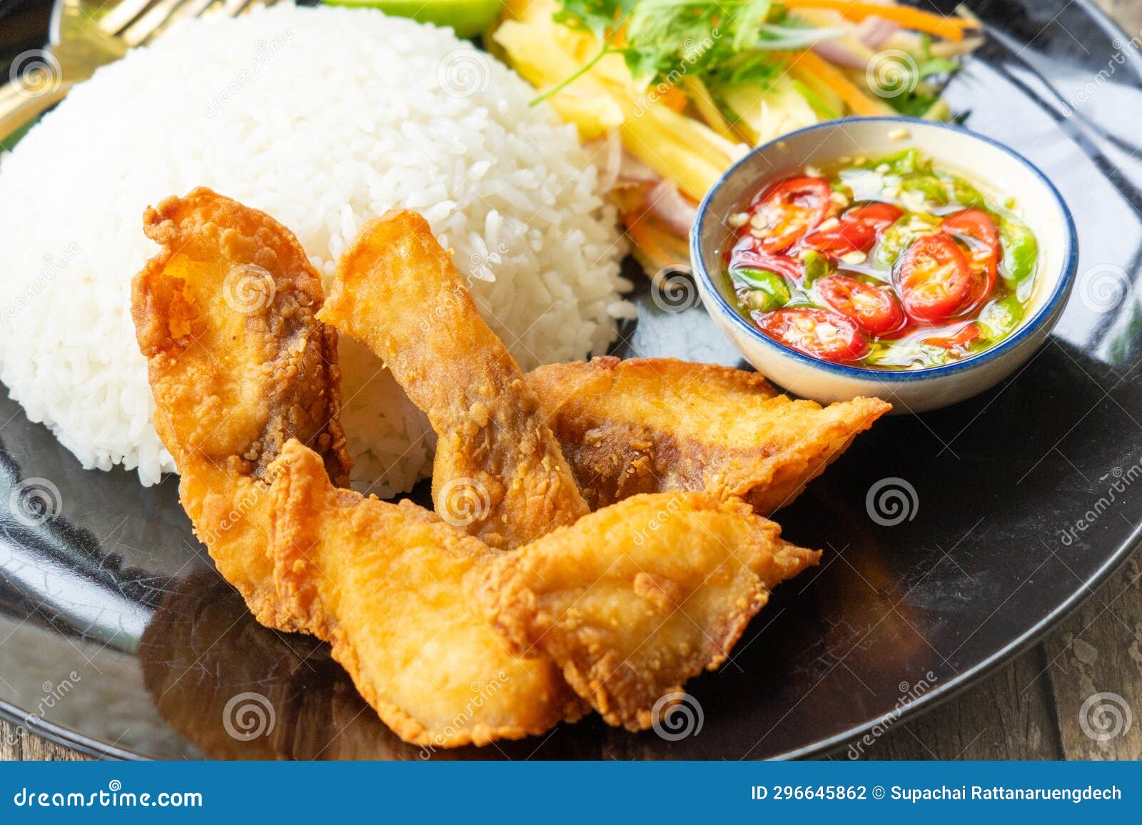Rice fried fish stock photo. Image of fish, rice, cuisine - 296645862