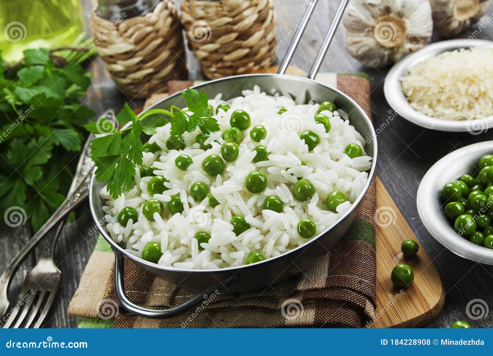 Rice with green peas stock photo. Image of basmati, stewed 184228908