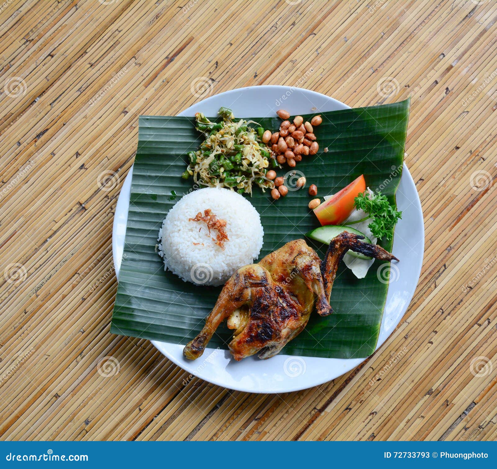 Rice with Grilled Chicken in Bali, Indonesia Stock Image Image of