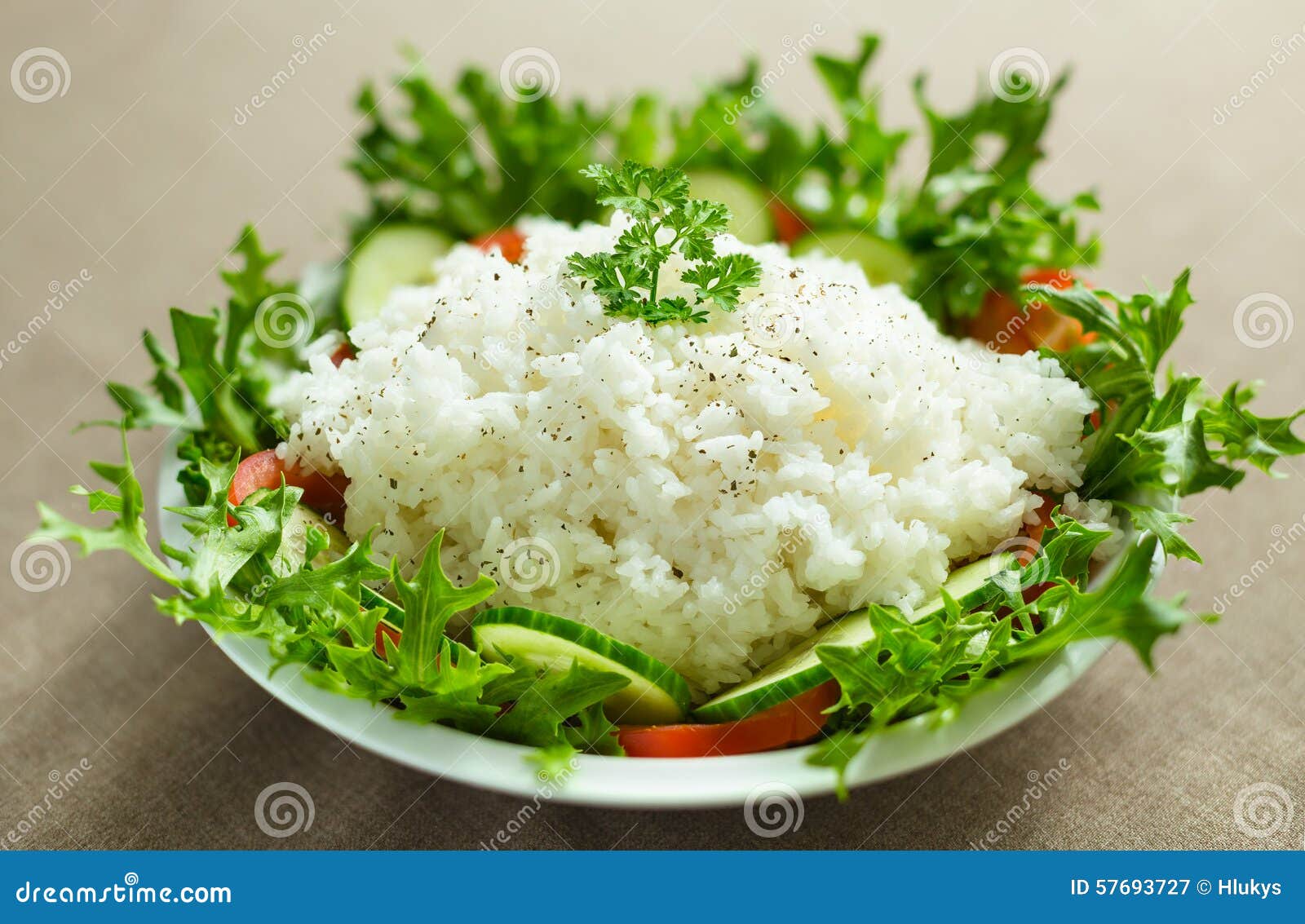 Rice with lettuce stock image. Image of bowl, basmati 57693727