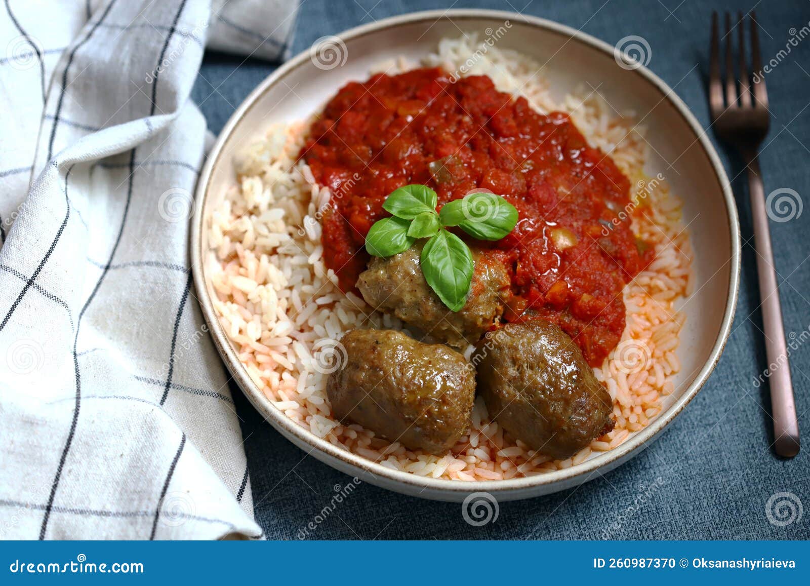 Rice with Meatballs and Tomato Sauce Stock Photo Image of italian