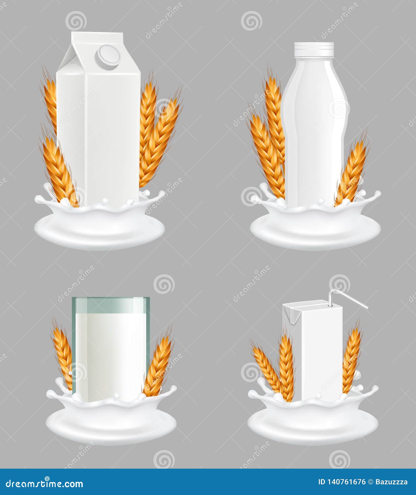 Download Rice Milk Package Mockup Set, Vector Realistic Illustration Stock Vector - Illustration of ...