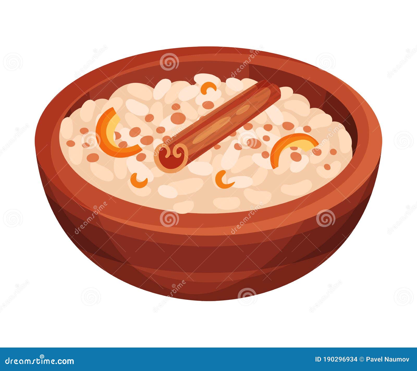 Rice Milk Pudding with Cinnamon and Lemon Peel As Cuban Dish Vector
