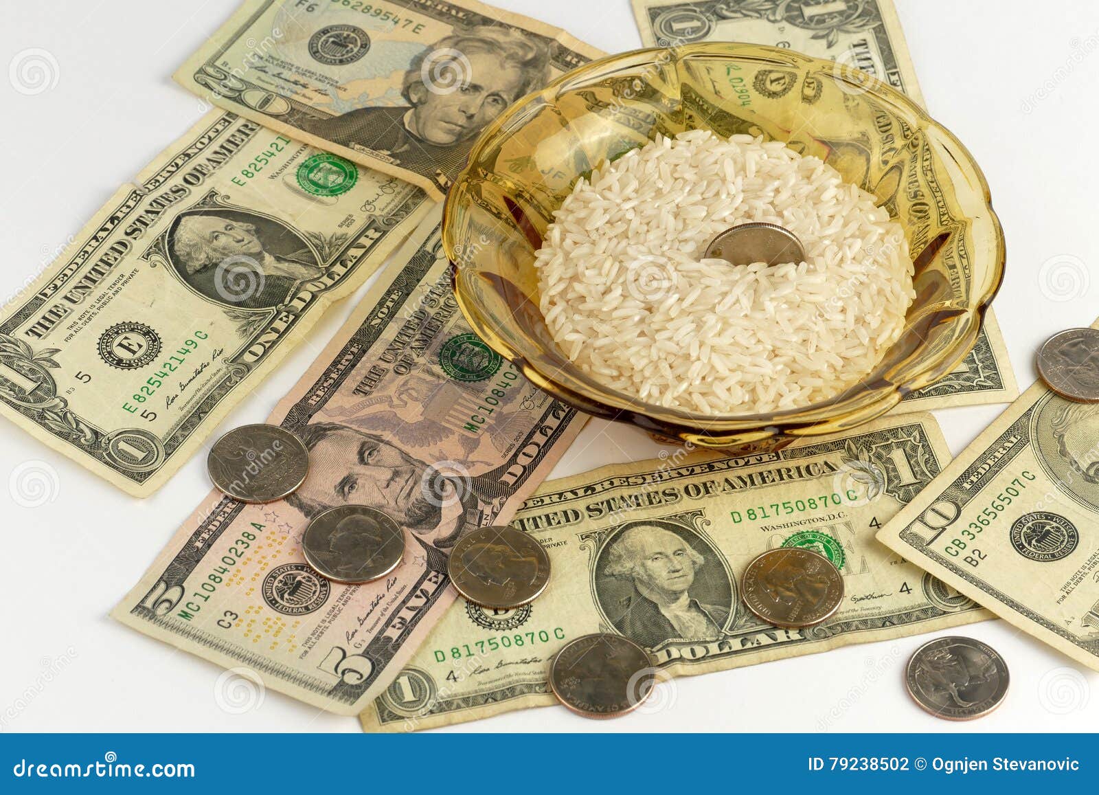 Rice and Money stock photo. Image of background, closeup - 79238502