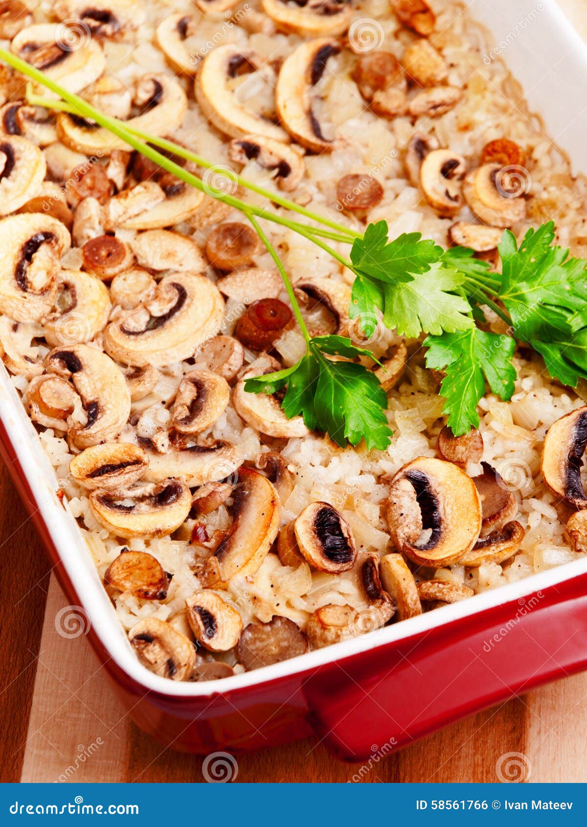 Rice and Mushrooms Casserole Stock Photo Image of meal, baking 58561766
