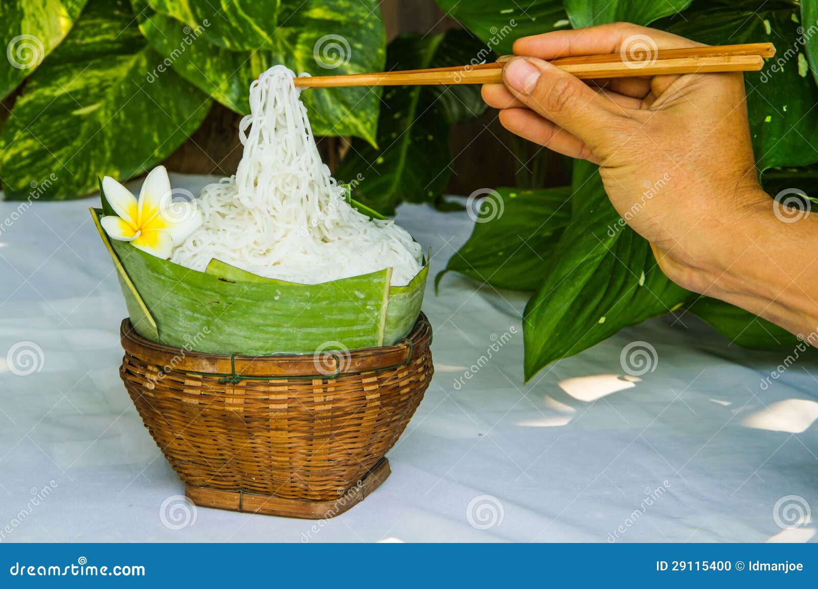 Rice noodle in the basket stock photo. Image of fashioned 29115400