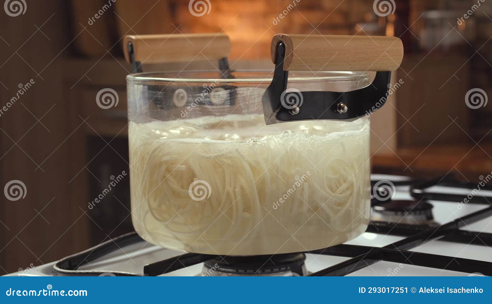 Rice Noodle is Boiling in a Glass Pot Stock Video Video of nutrition