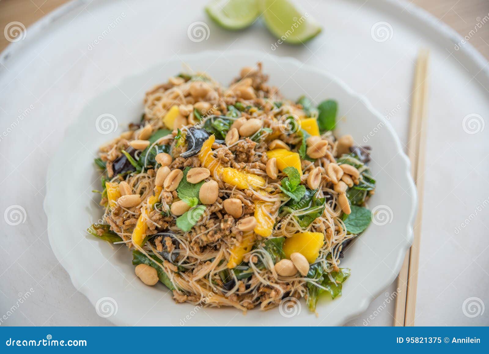 Rice Noodle Salad with Mango Stock Image Image of arugula, party