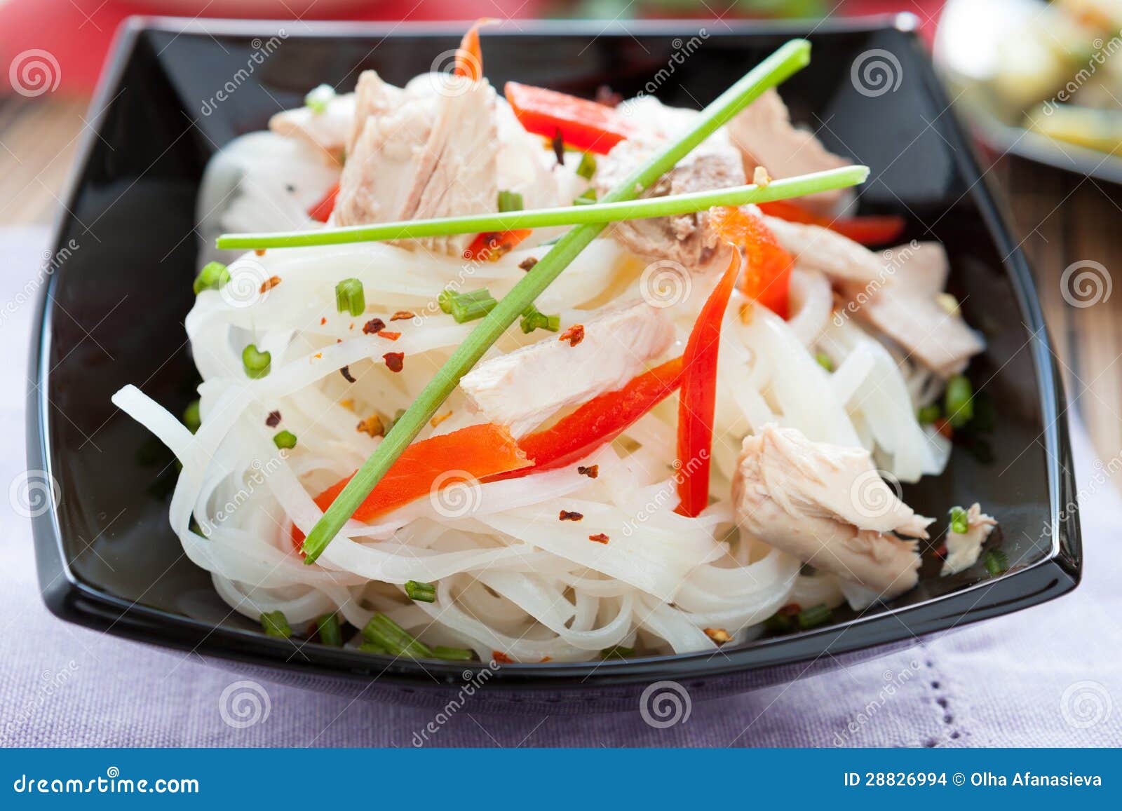 Rice Noodles with Peppers and Tuna Stock Photo Image of pepper, lunch 28826994