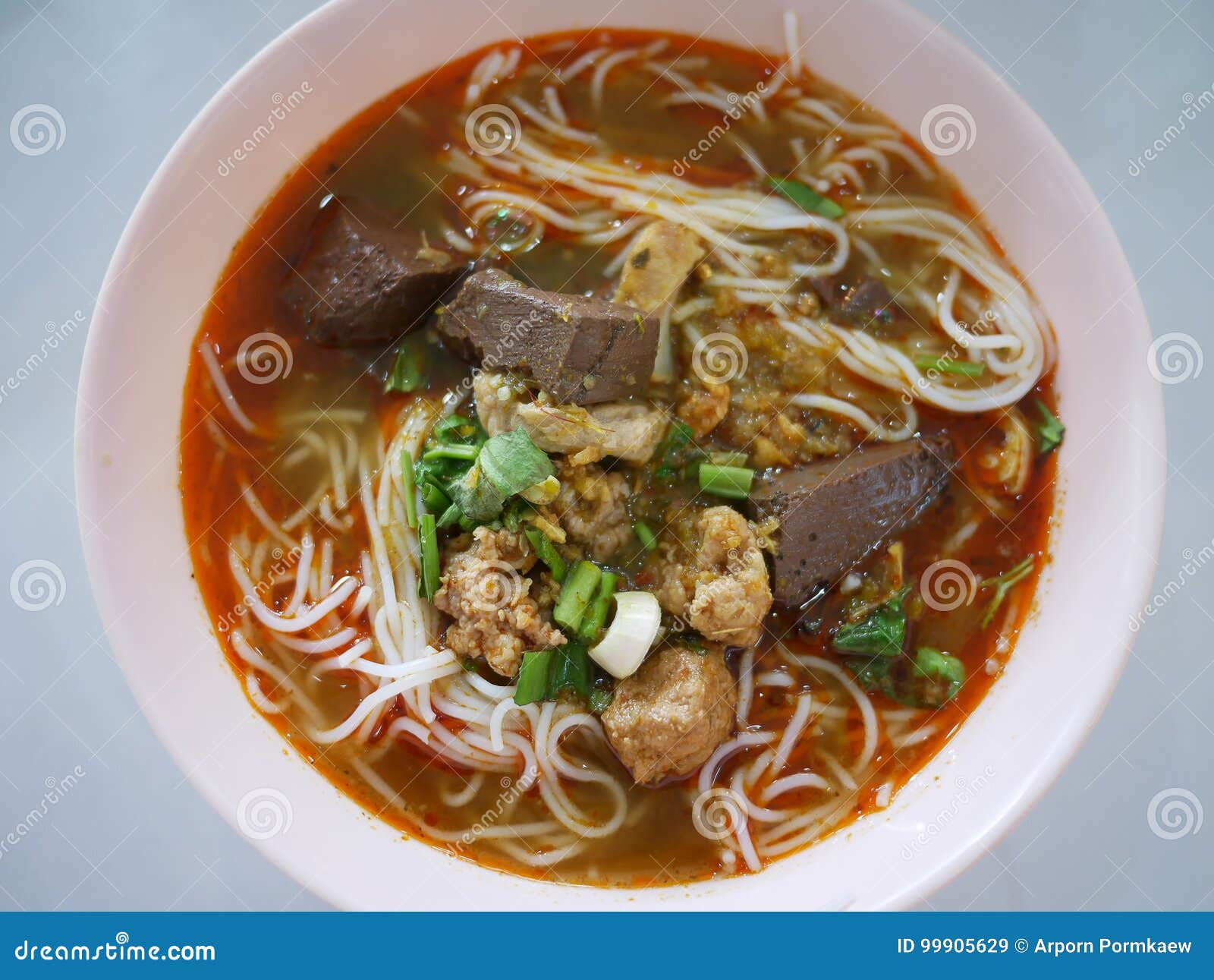 Rice Noodles with Spicy Pork Sauce, Include Pork Chops, Pork Wit Stock
