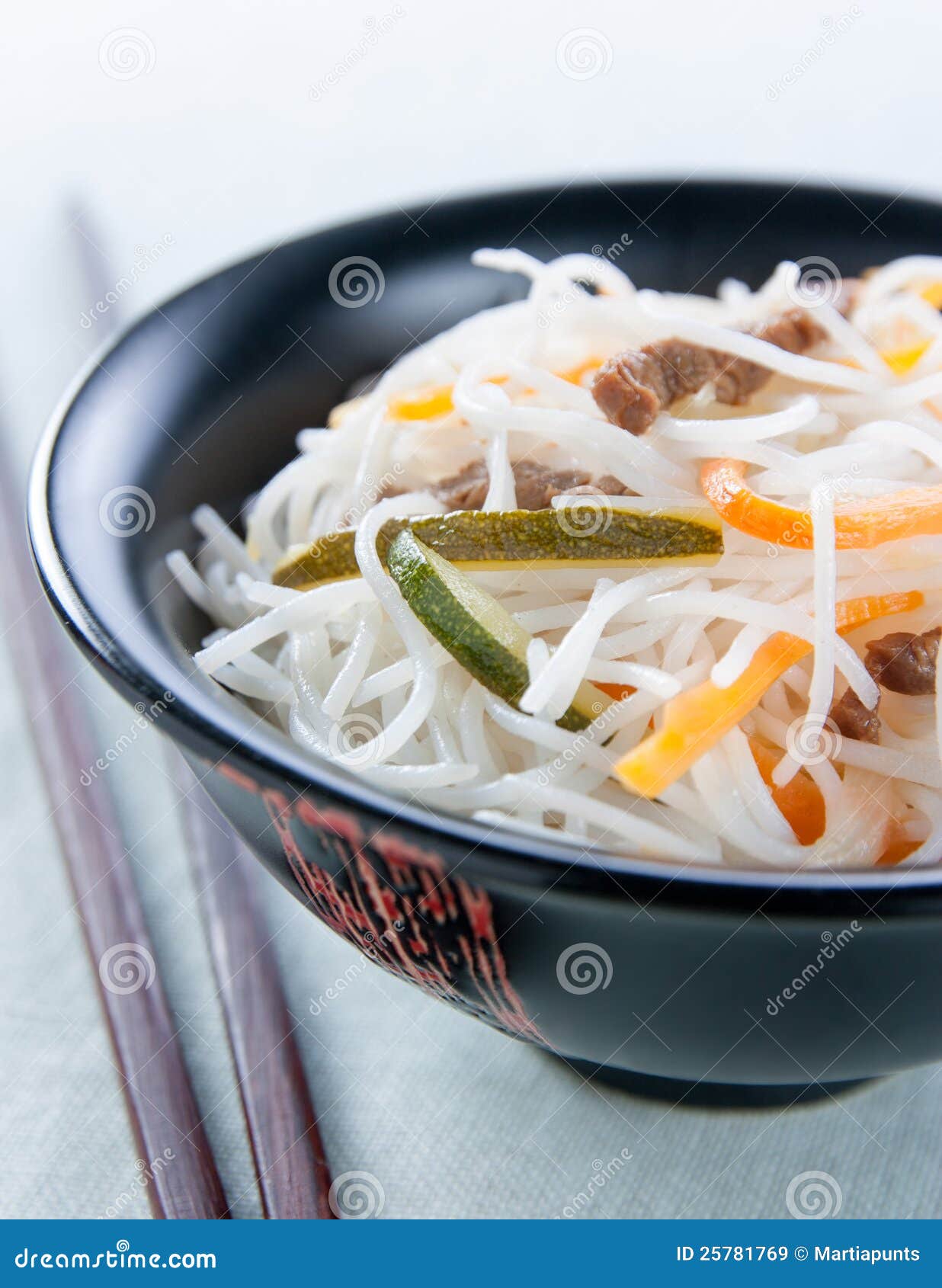 Rice Noodles with Vegetables, Mushrooms and Meat Stock Image Image of chinese, asian 25781769