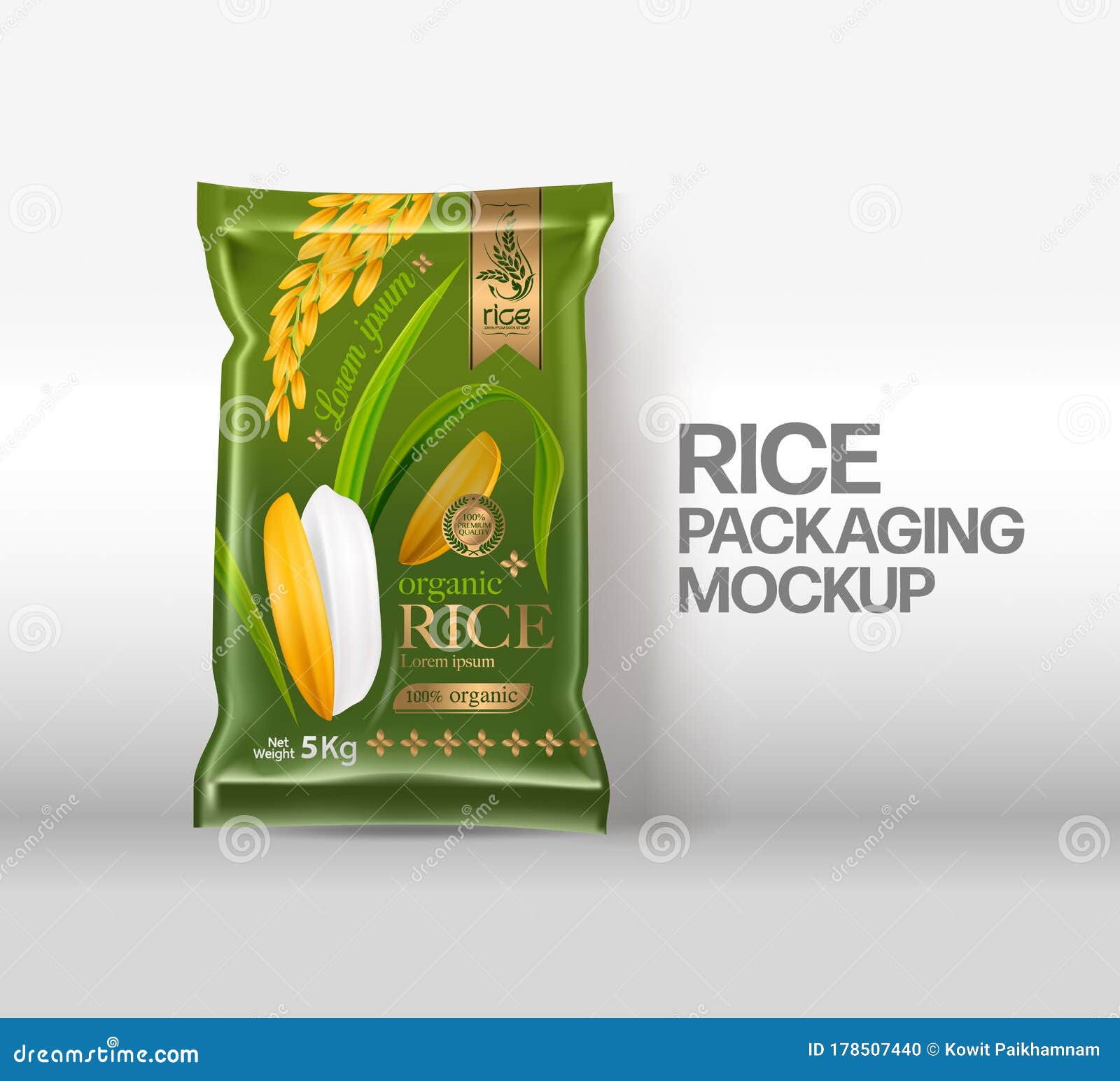 Download Free Rice Package Mockup Design Template Stock Vector Illustration Of Banner Natural 178507440 PSD Mockups.