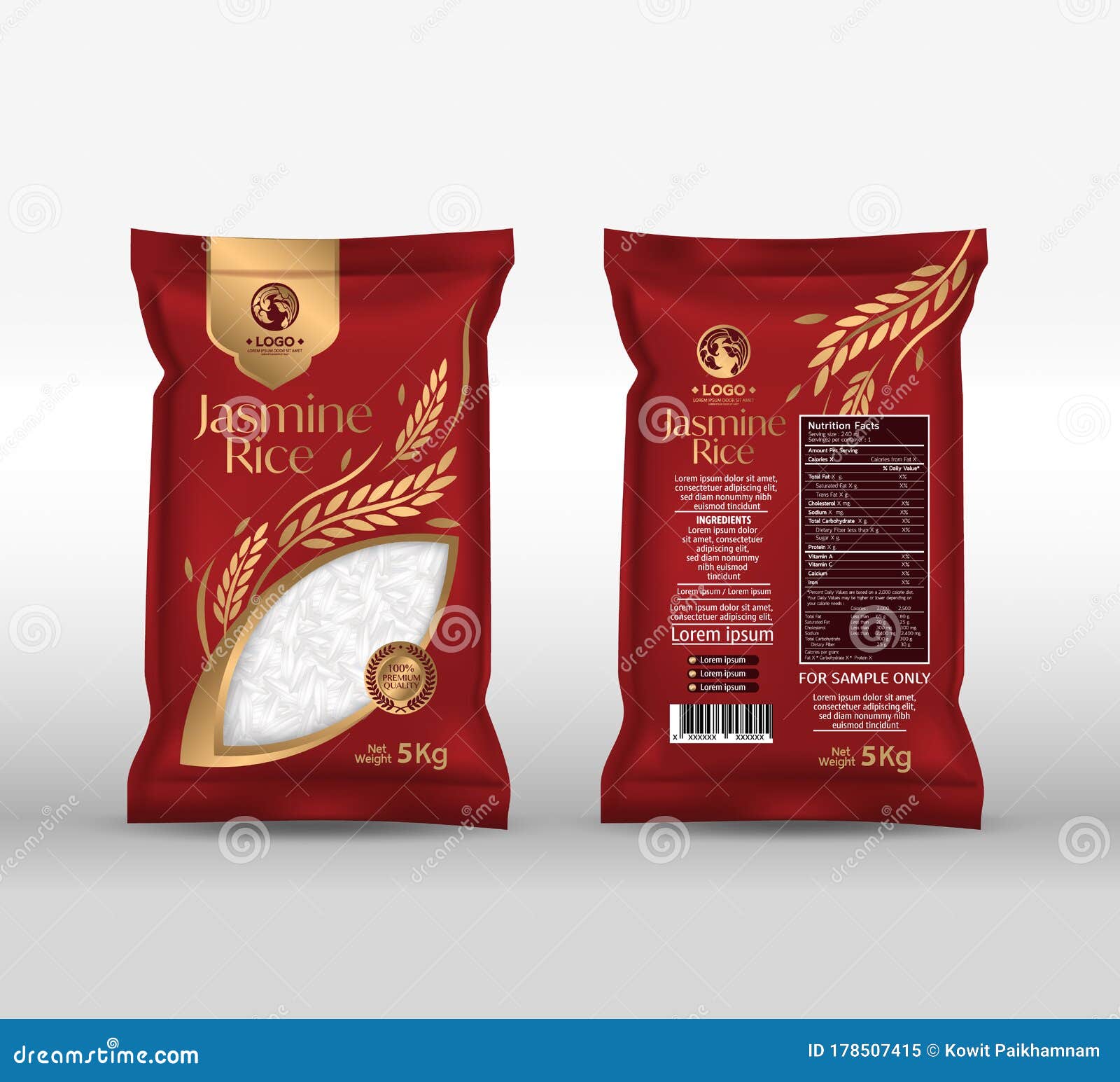 Download Rice Package Mockup Design Template Stock Vector ...