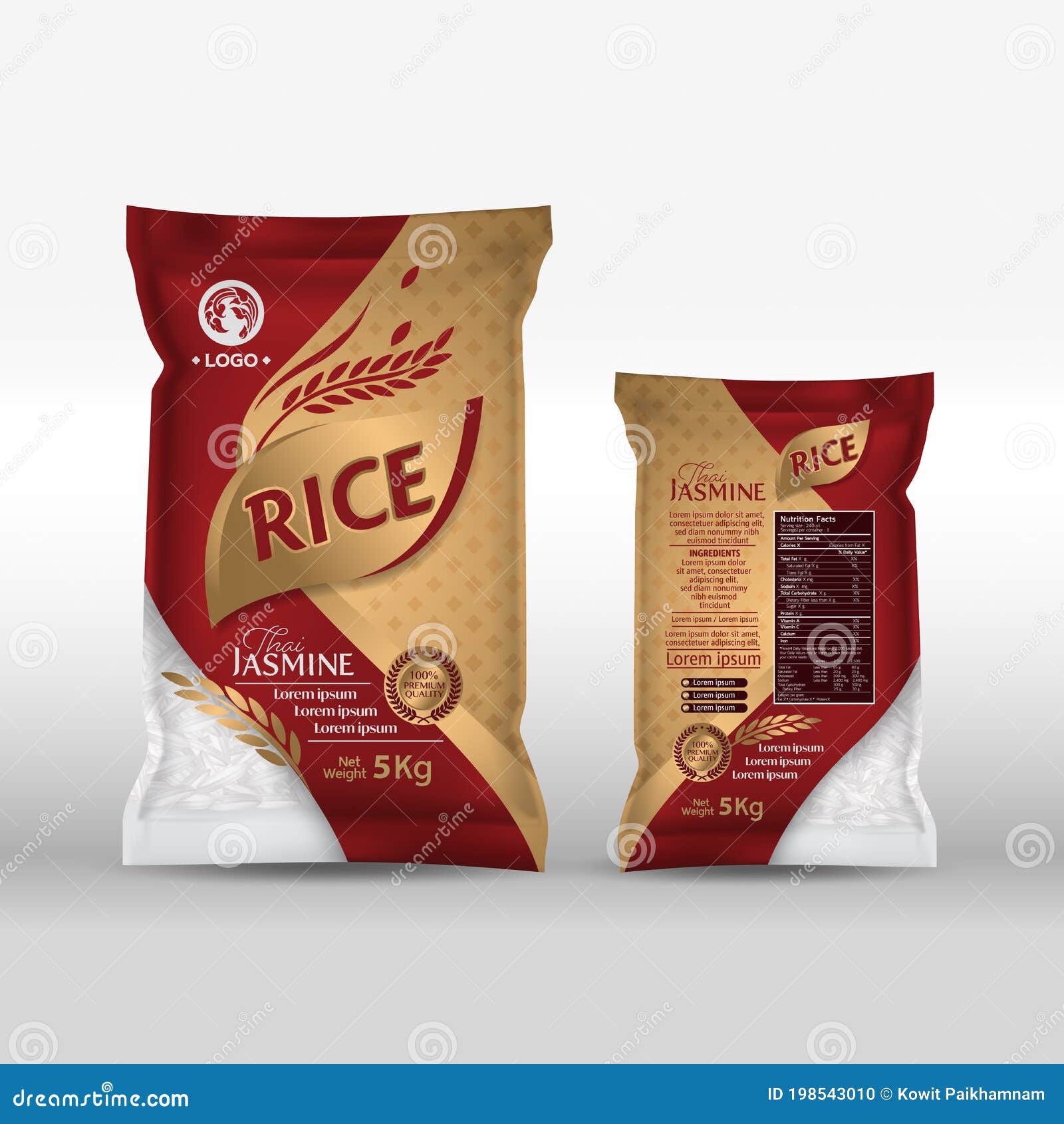 Download Rice Package Mockup Thailand Food Products Vector Illustration Stock Illustration Illustration Of Jasmine Healthy 198543010