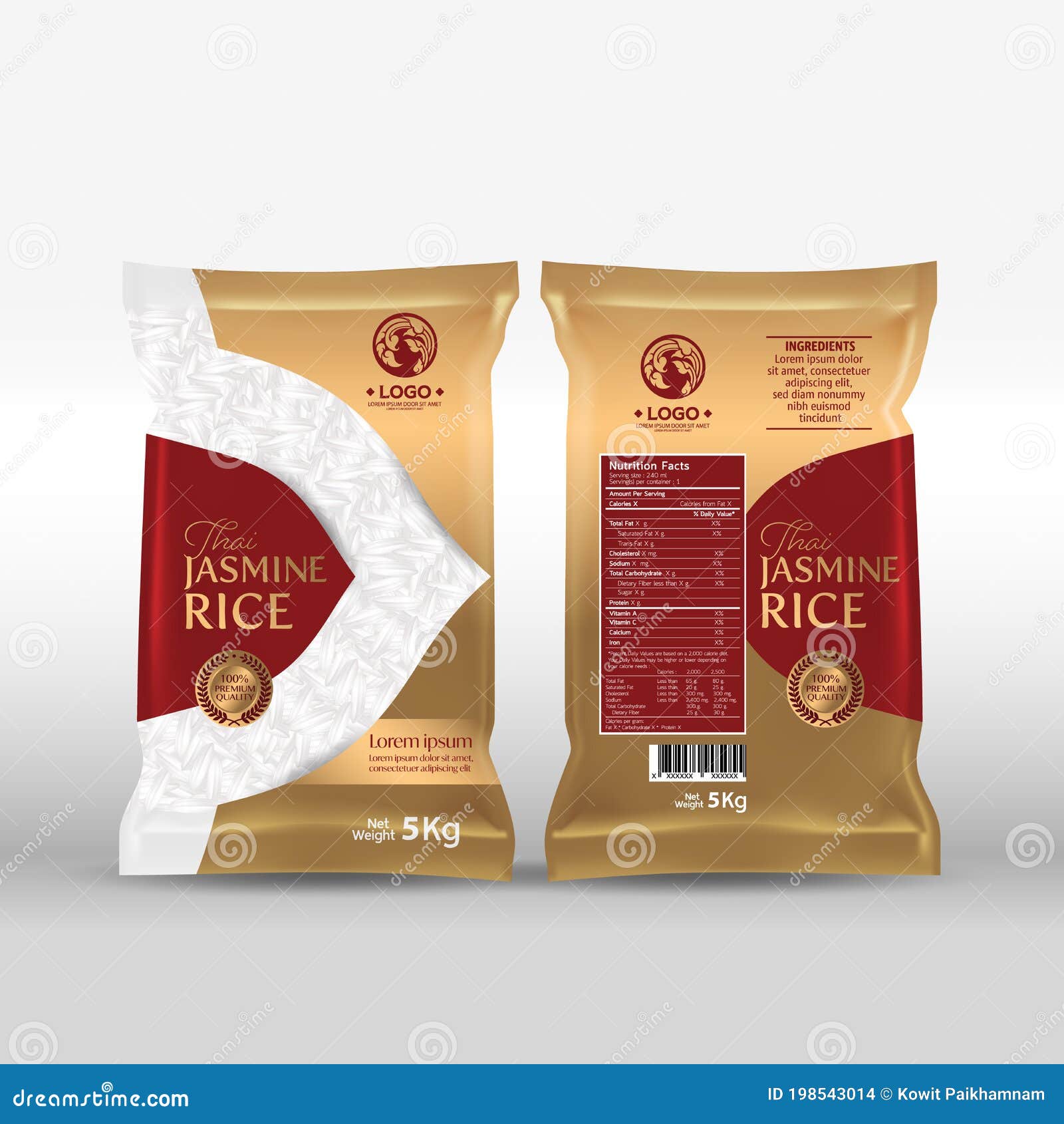 Download Rice Package Mockup Thailand Food Products Vector Illustration Stock Vector Illustration Of Label Grow 198543014