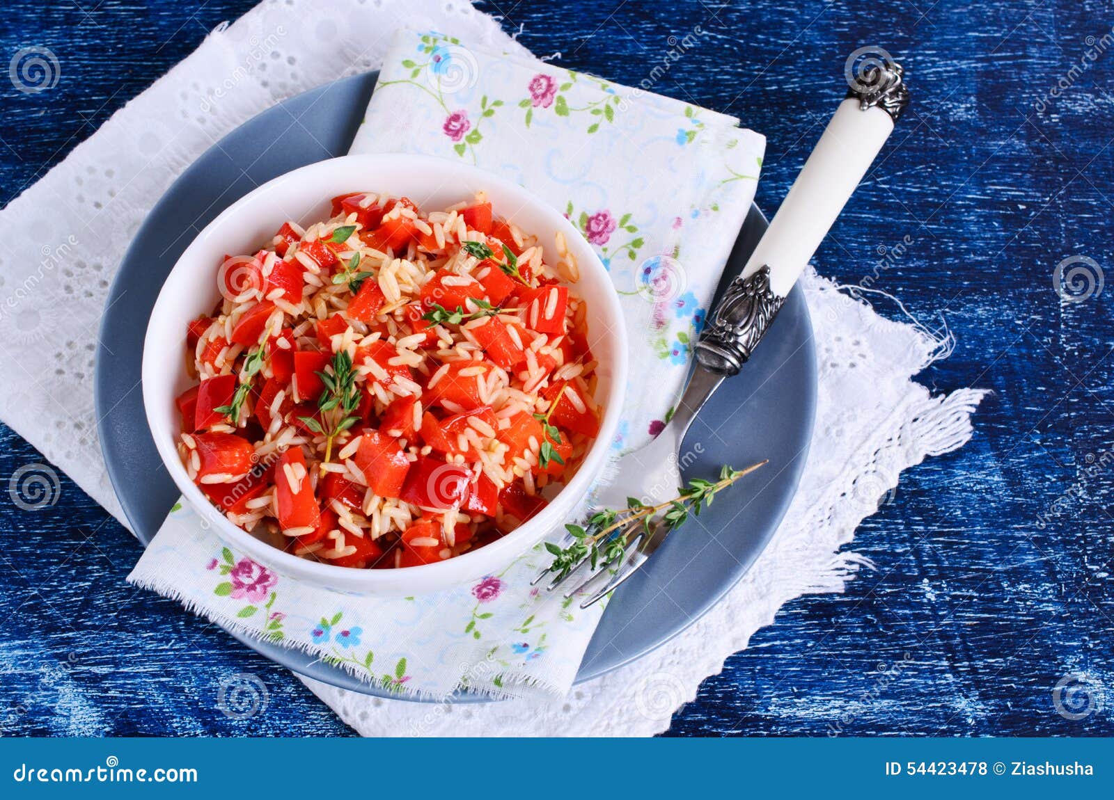 Rice with paprika stock photo. Image of natural, full 54423478