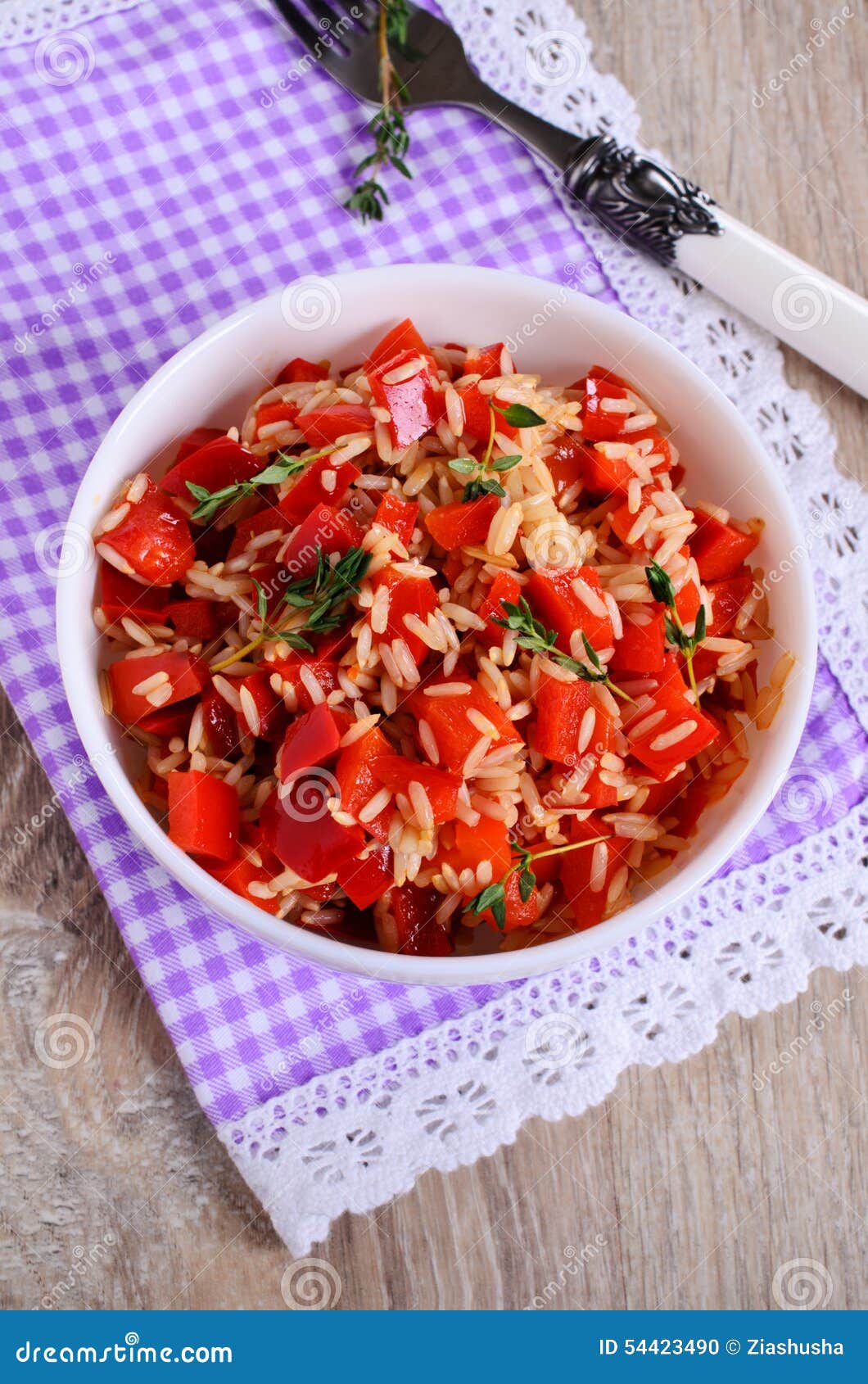 Rice with paprika stock photo. Image of dinner, natural 54423490