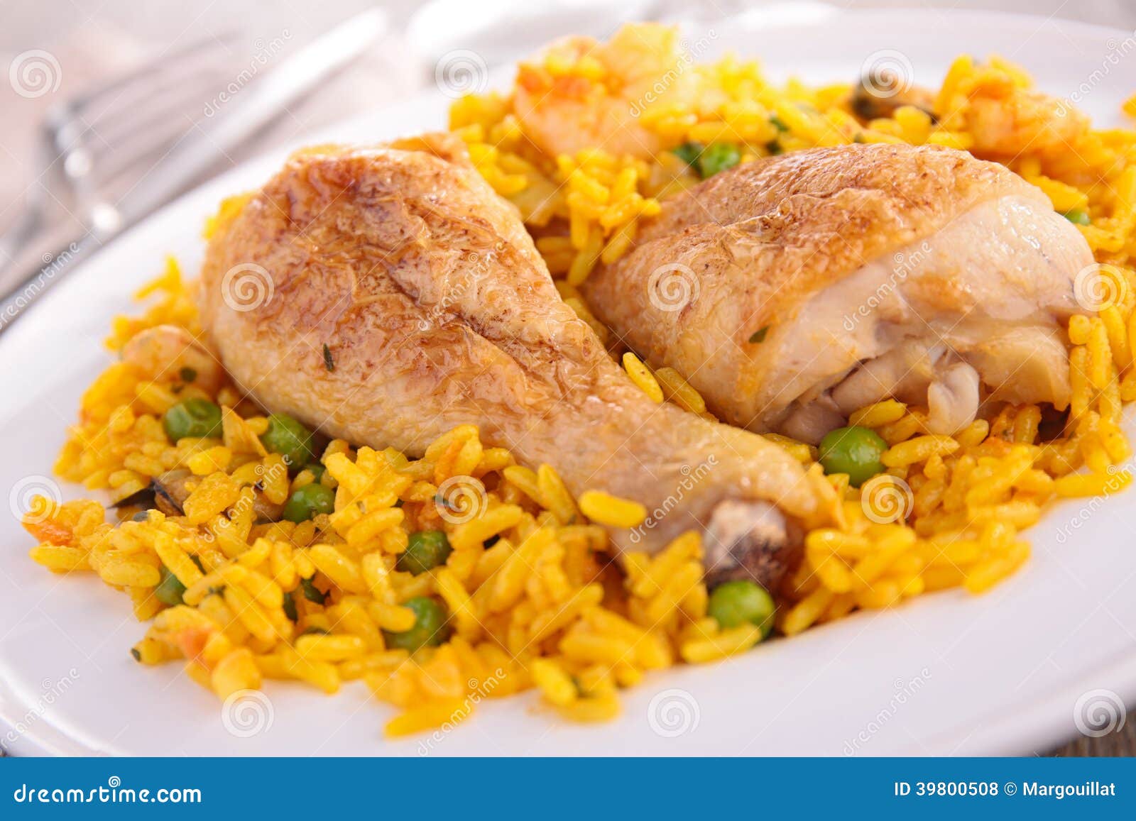 Rice with pea and chicken stock photo. Image of food 39800508