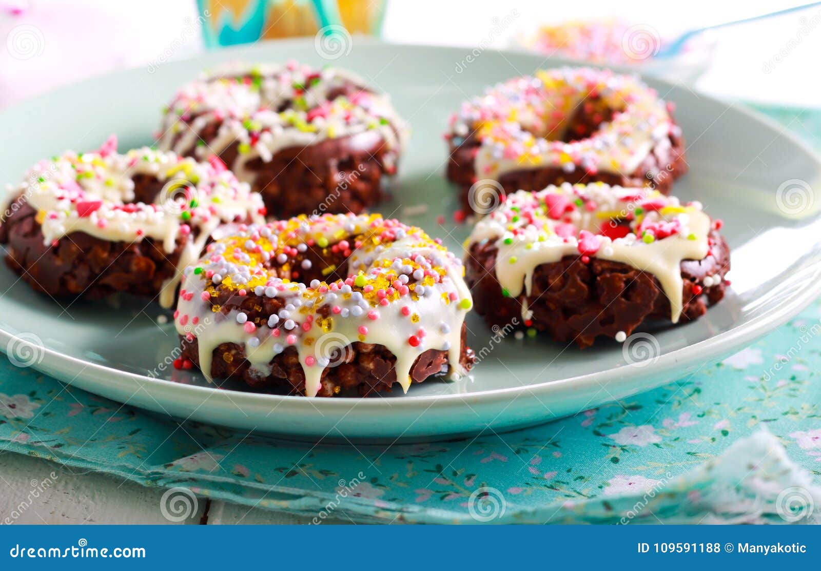 Rice Pop Doughnuts With White Chocolate Stock Photo Image Of Thousands Dessert 109591188