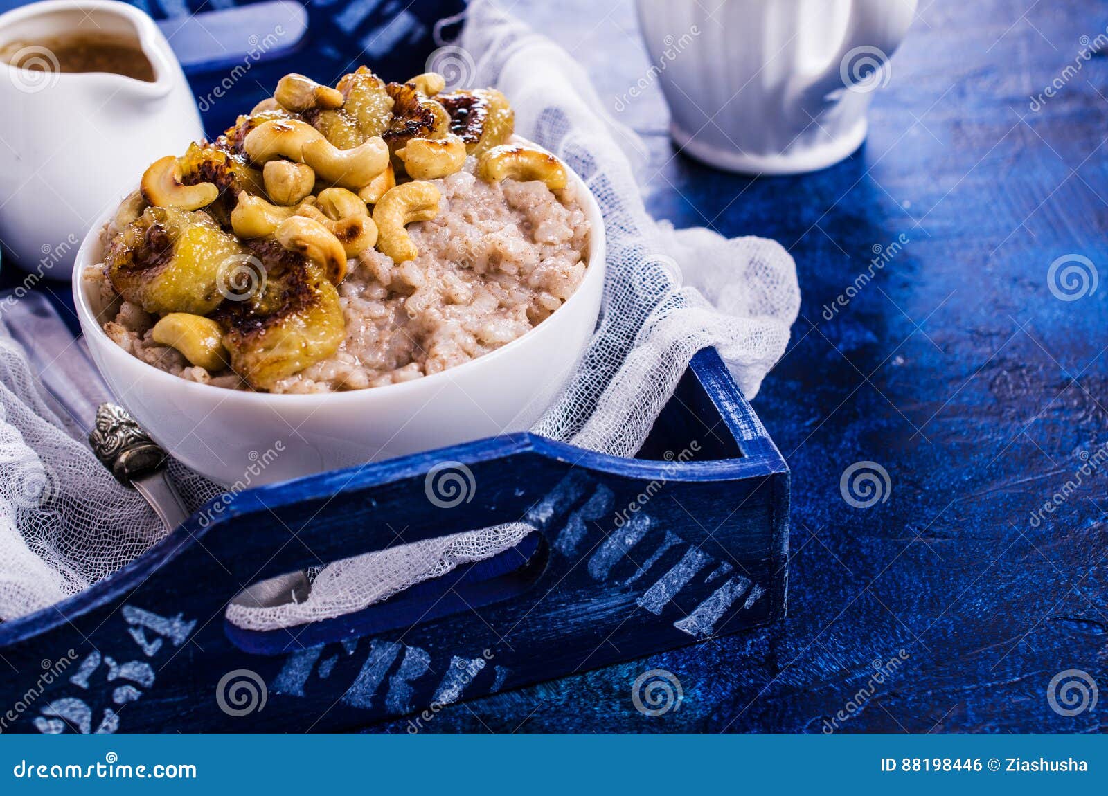 Rice porridge with banana stock photo. Image of healthy 88198446