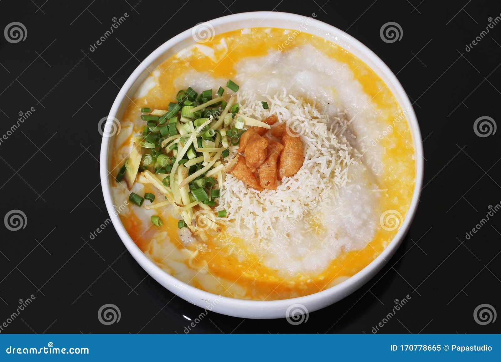Rice Porridge, Rice Gruel, with Egg and Pork Stock Image Image of