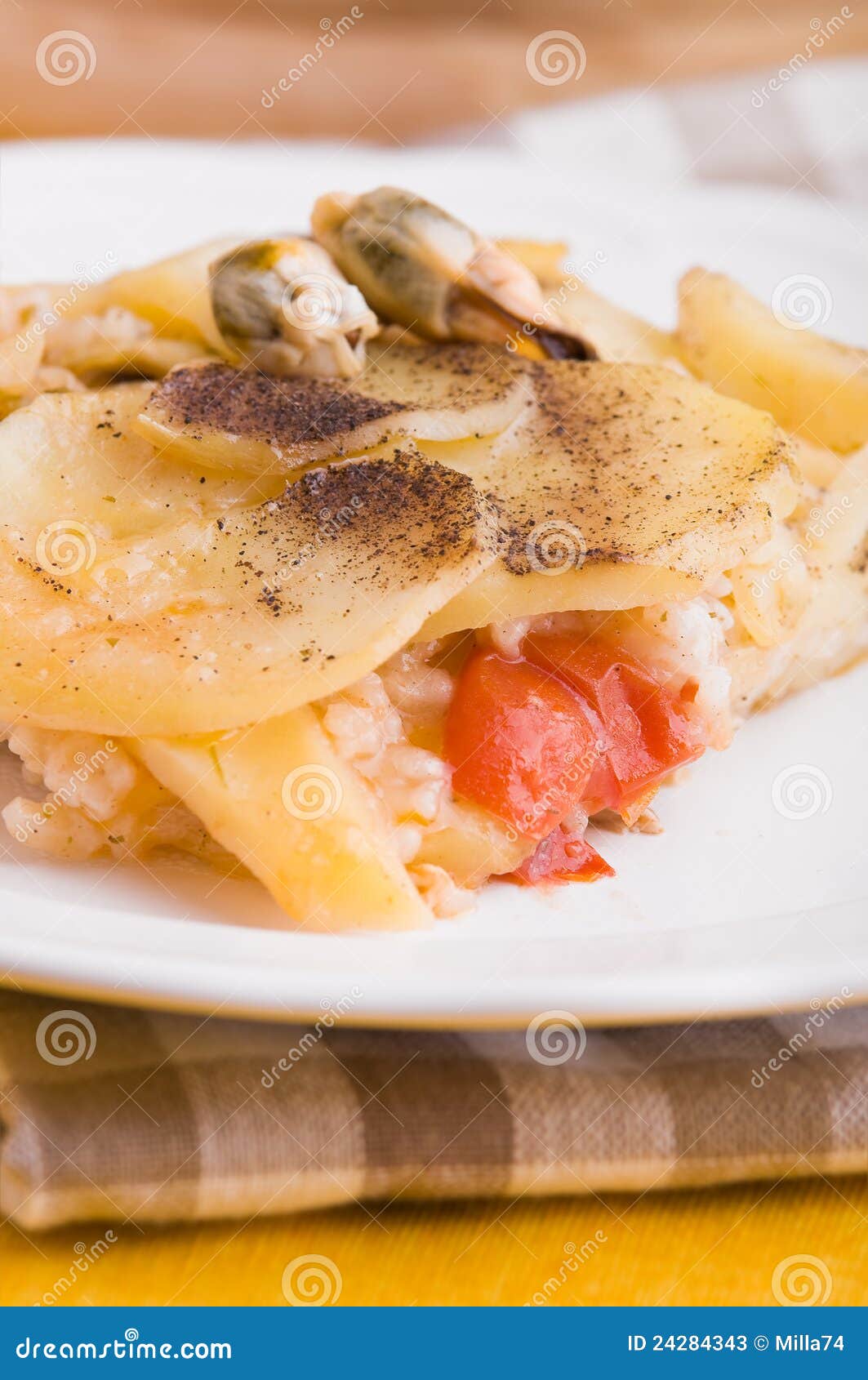 Rice, Potatoes and Mussels. Stock Image Image of nutritious, dish