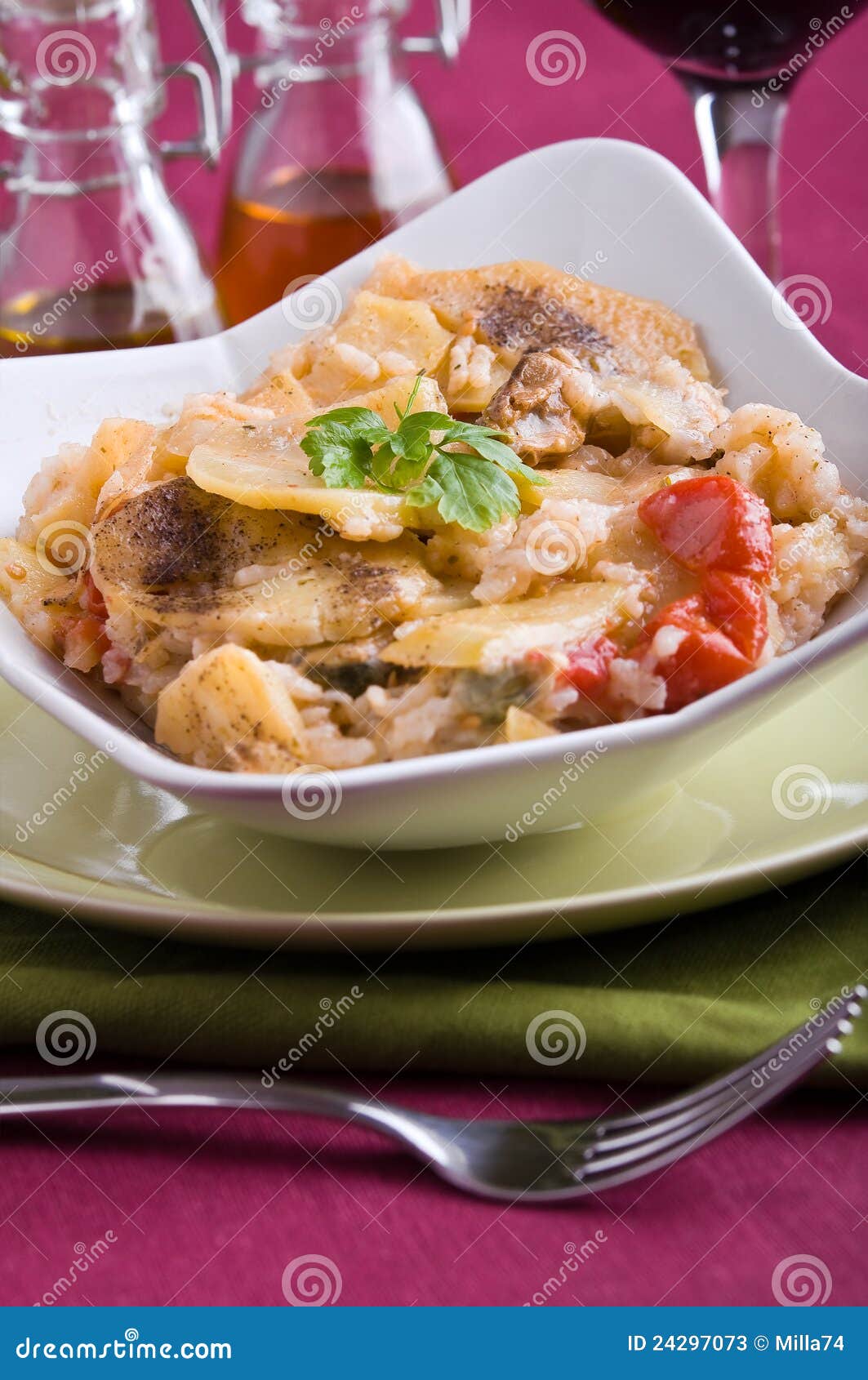Rice, Potatoes and Mussels. Stock Image Image of nutrition, parsley