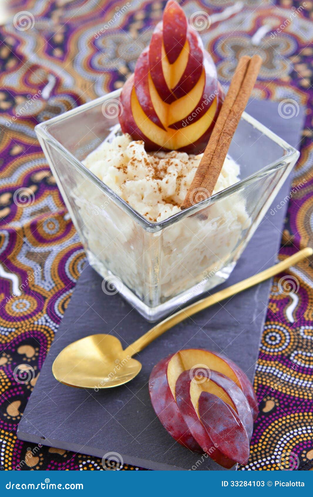 Rice Pudding with Cinnamon and Plums Stock Image Image of milk, bowl