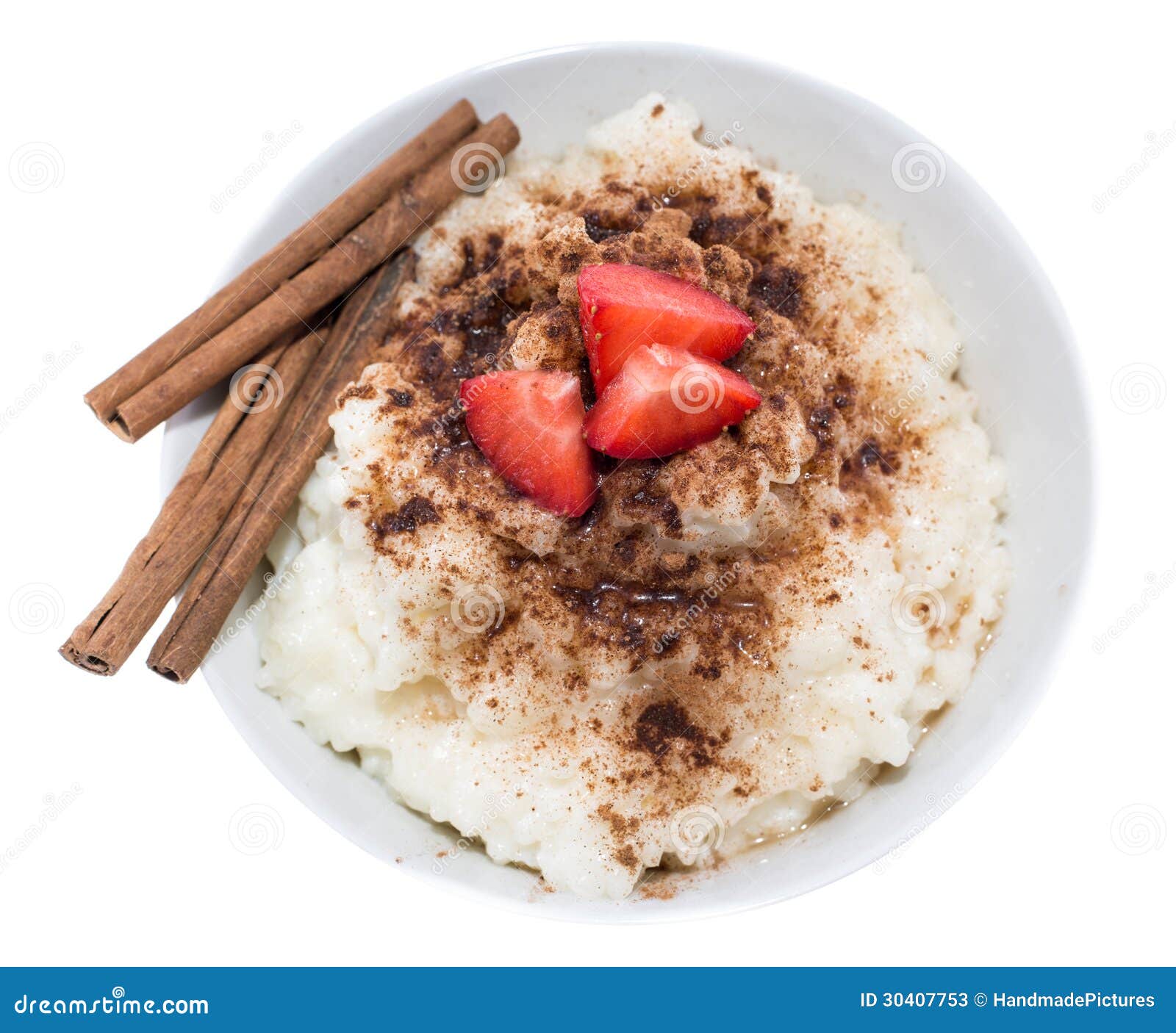 Rice Pudding with Cinnamon (on White) Stock Image Image of cinnamon