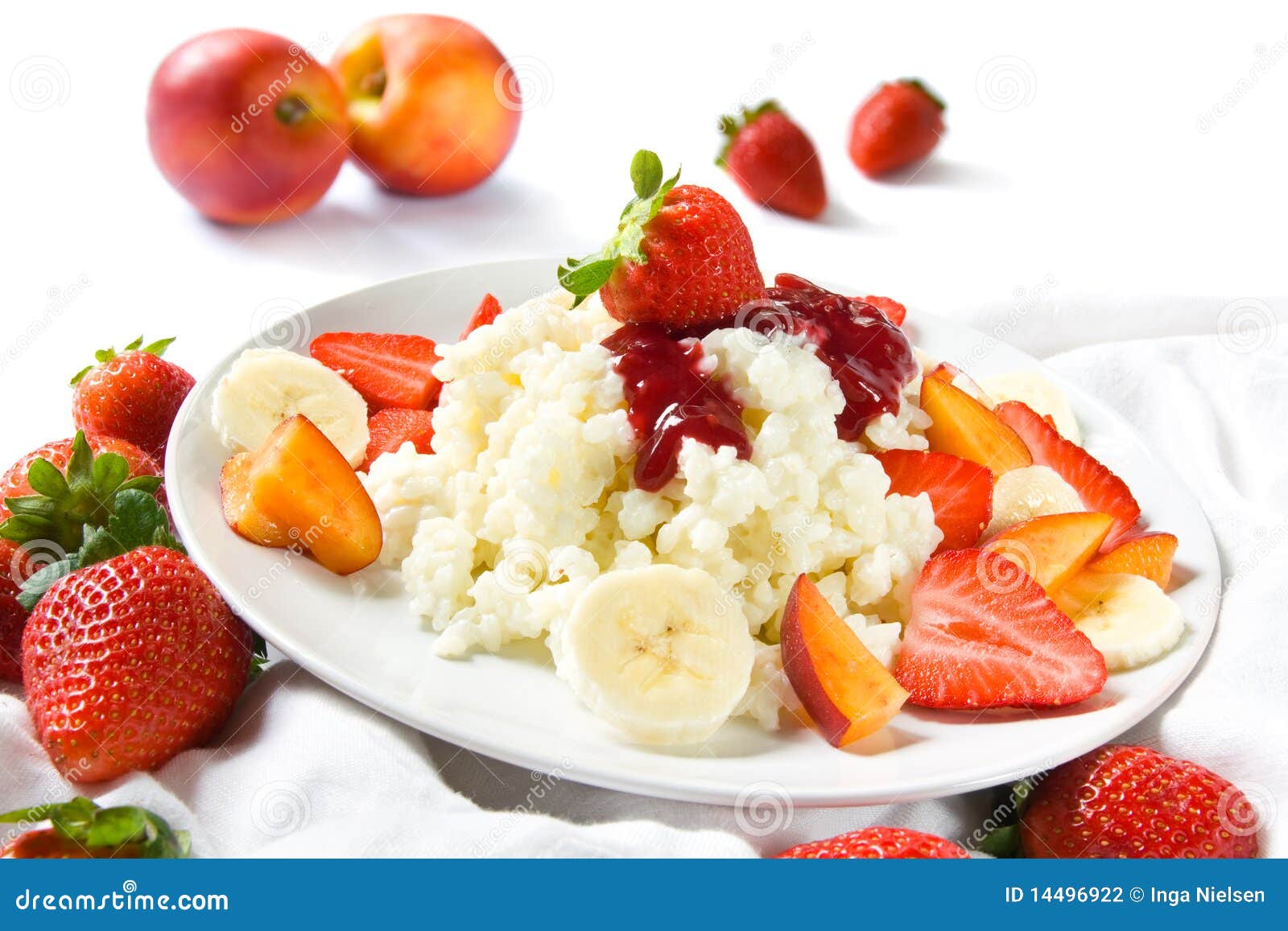 Rice pudding with fruits stock photo. Image of dish, isolated 14496922