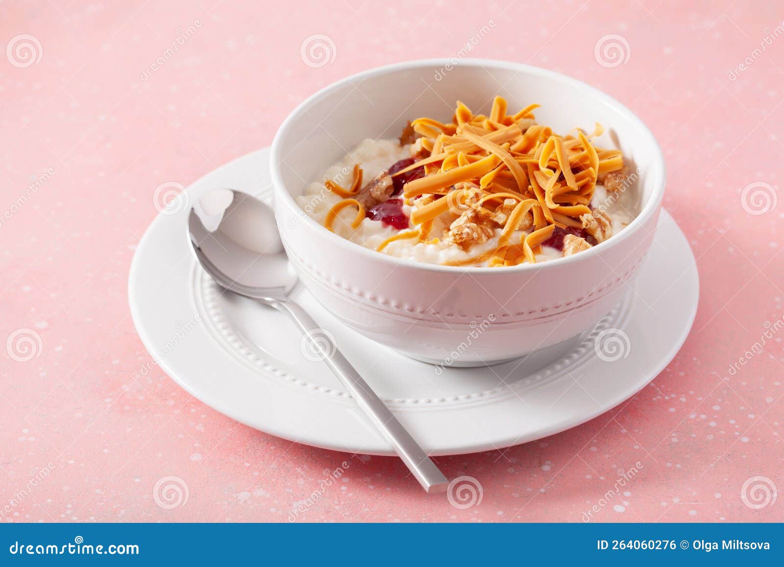 Rice Pudding with Norwegian Brunost Traditional Brown Cheese and