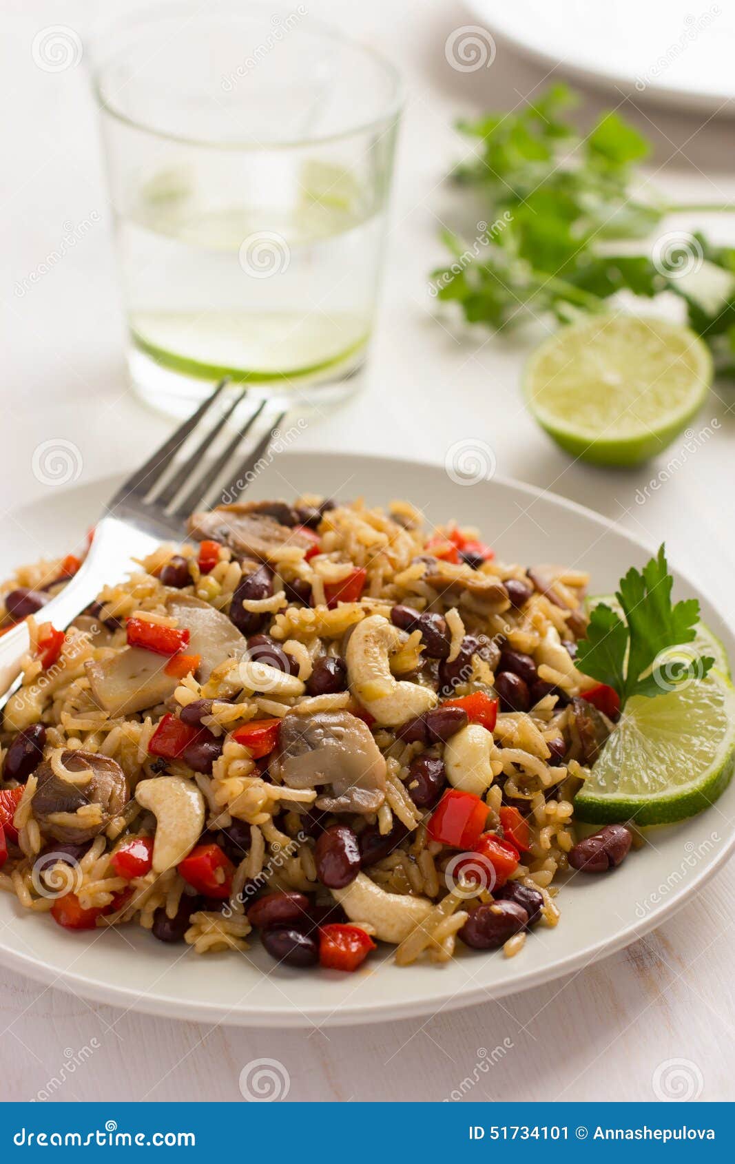 Rice with Red Bean, Mushrooms and Vegetables Stock Image Image of