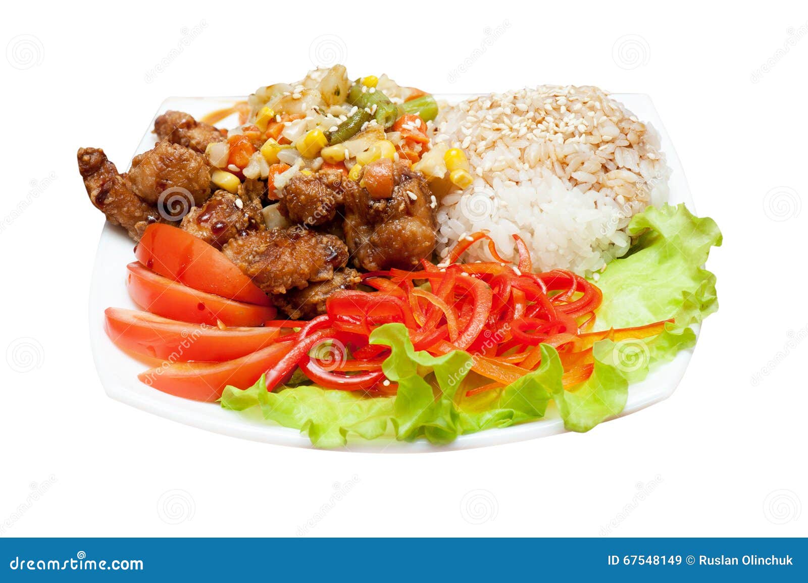 Rice with Roasted Meat and Vegetables Stock Image Image of coconut