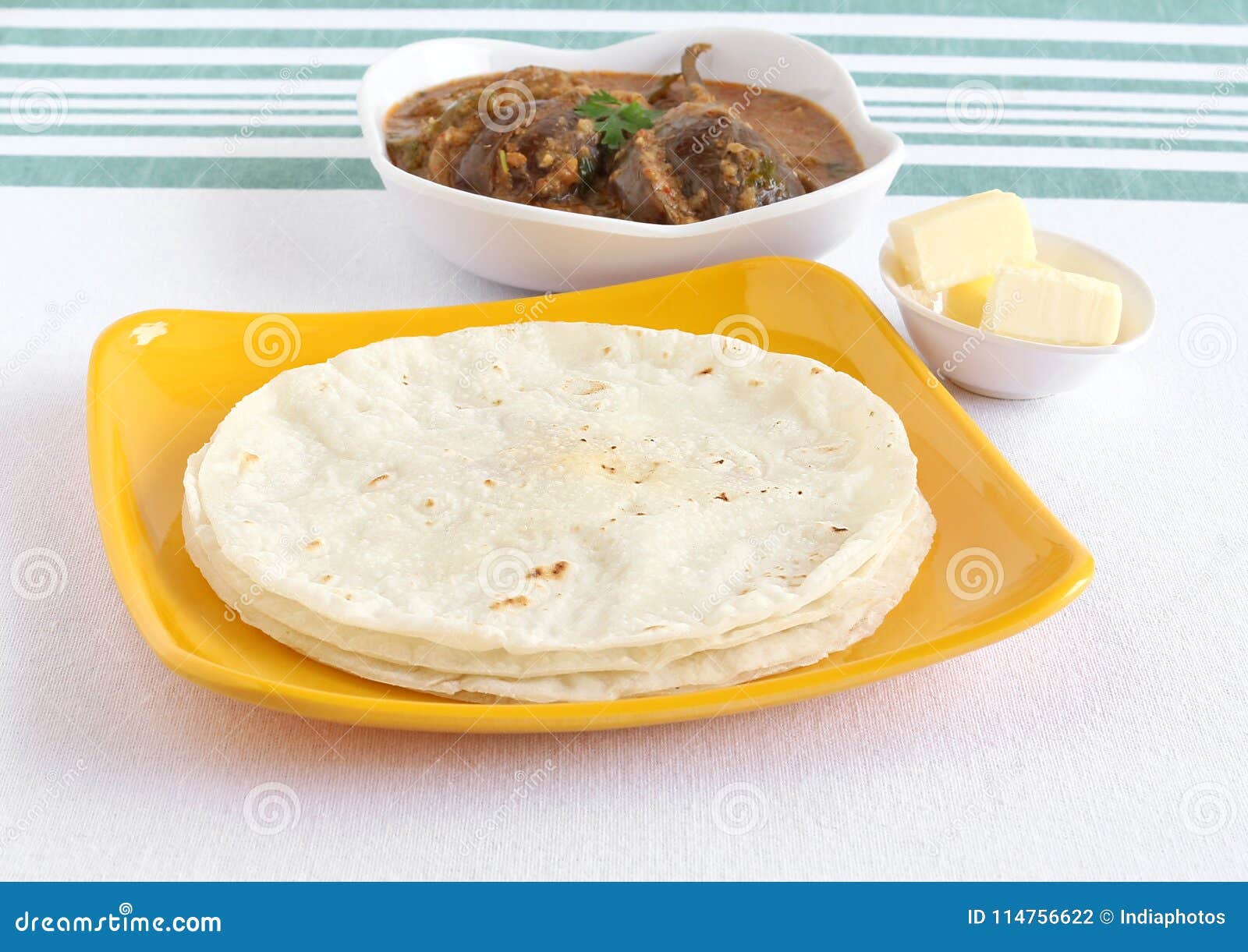 Indian Vegetarian Meal-Roti, Rice And Dal Stock Photo | CartoonDealer