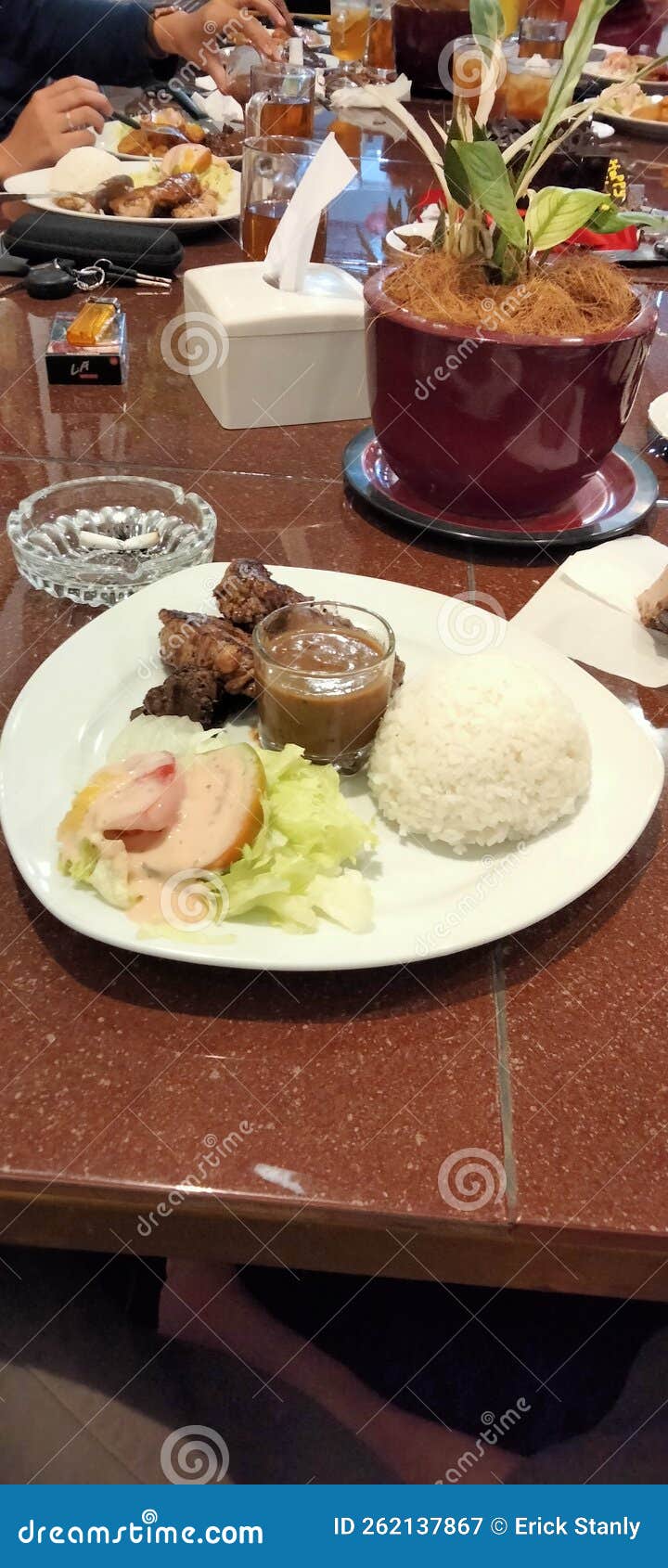 Rice salad with barbeque stock image. Image of dish 262137867