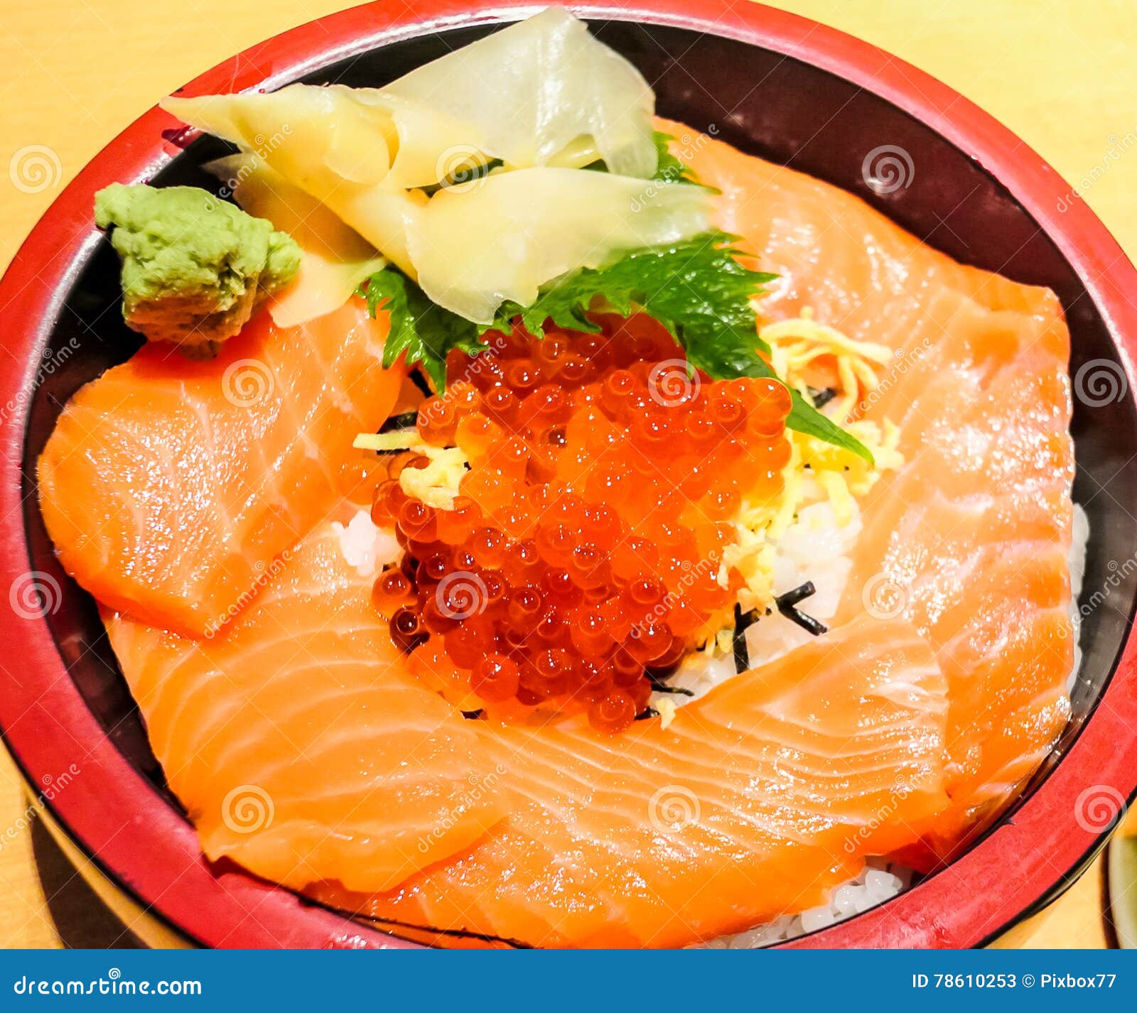 Rice with Salmon and Fish Egg Stock Image Image of cuisine, nice