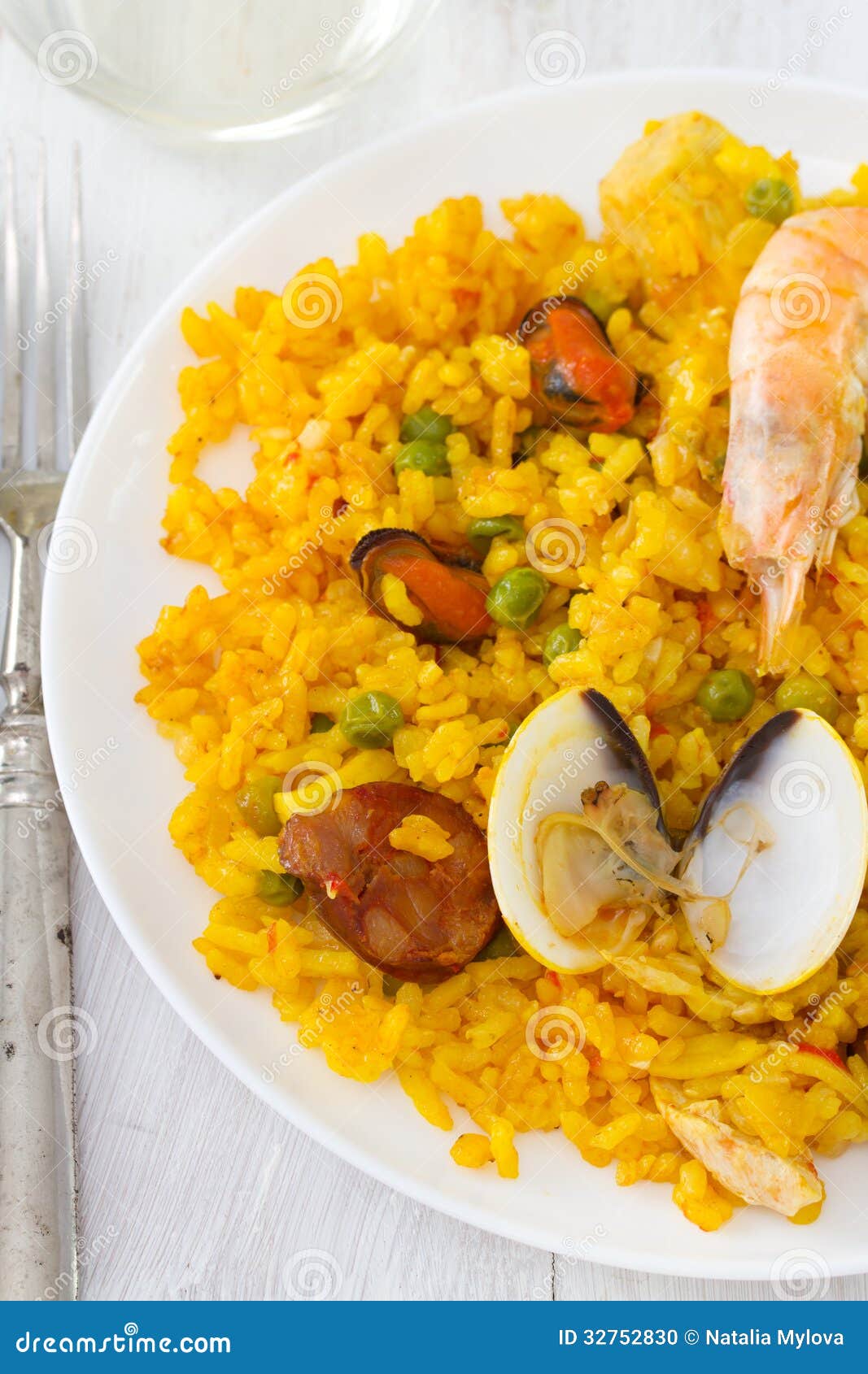 Rice with seafood stock photo. Image of dish, spain, fish 32752830