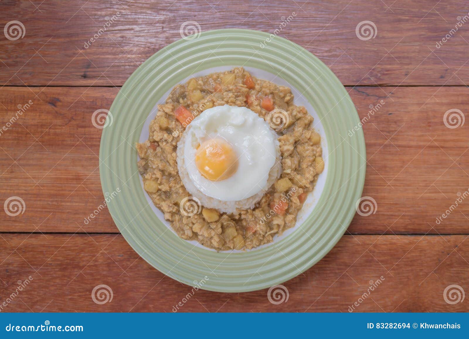 Rice with Spicy Curry and Fried Egg Stock Photo Image of food, curry 83282694