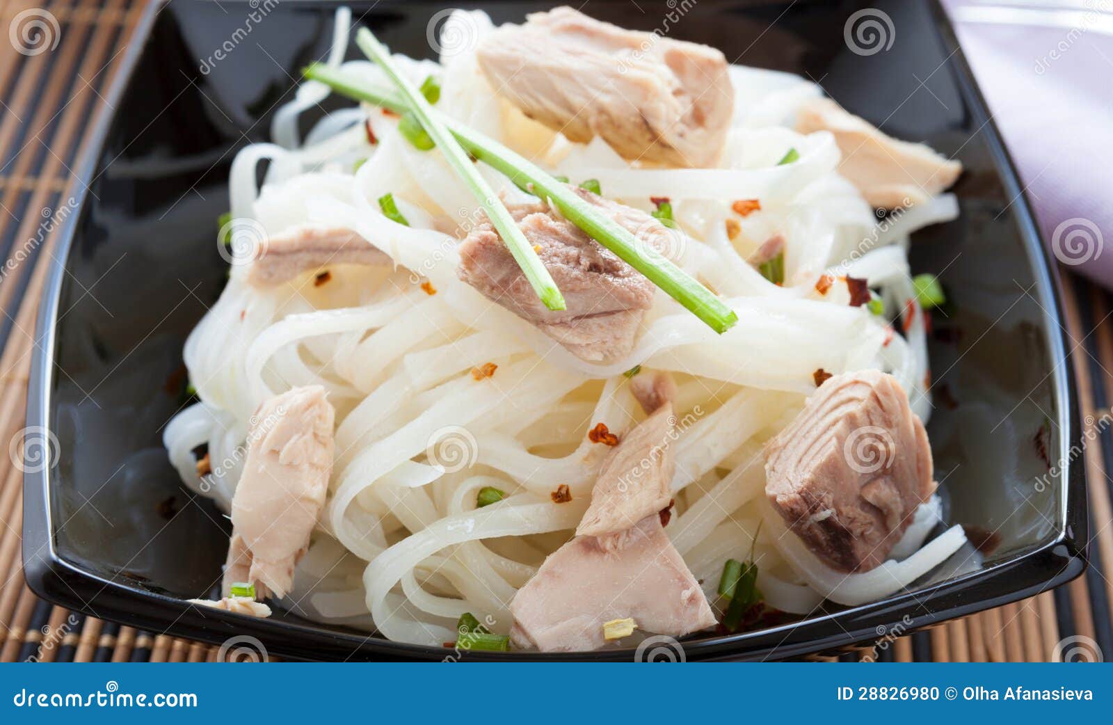 Rice Vermicelli with Chunks Tuna Stock Photo Image of asian, noodles
