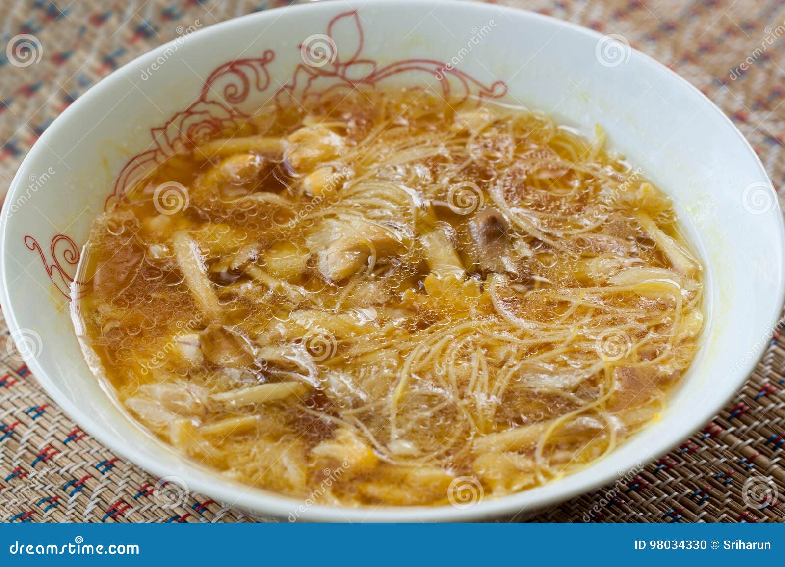 Rice Vermicelli Soup with Mushroom Stock Photo Image of rice, ceramic