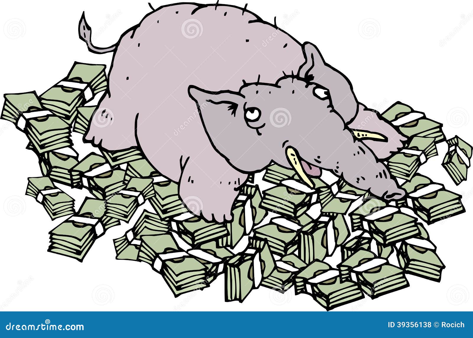 Rich Elephant Lying On Money Stock Vector Image 39356138