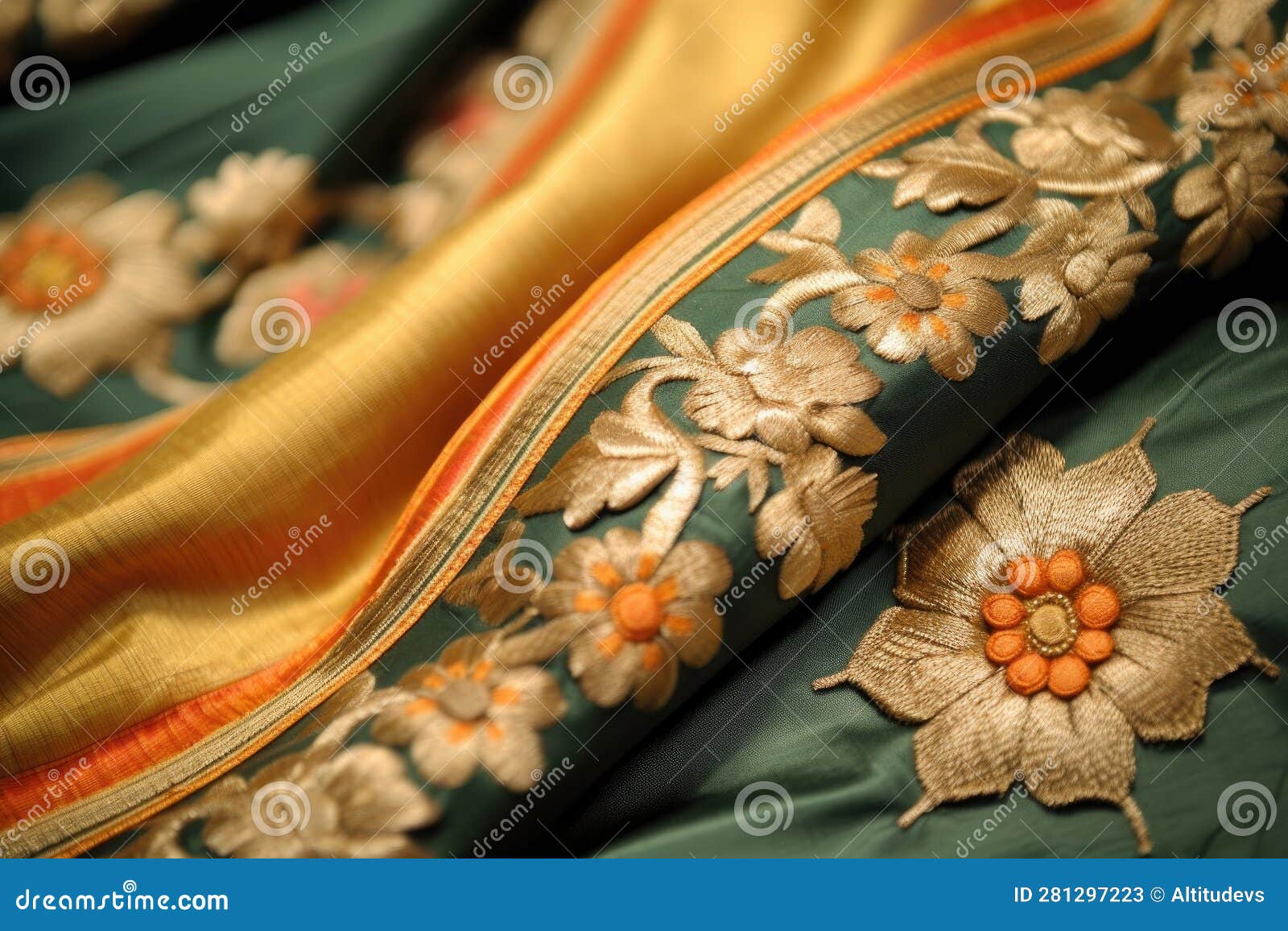 rich embroidery and zari work on silk saree borders